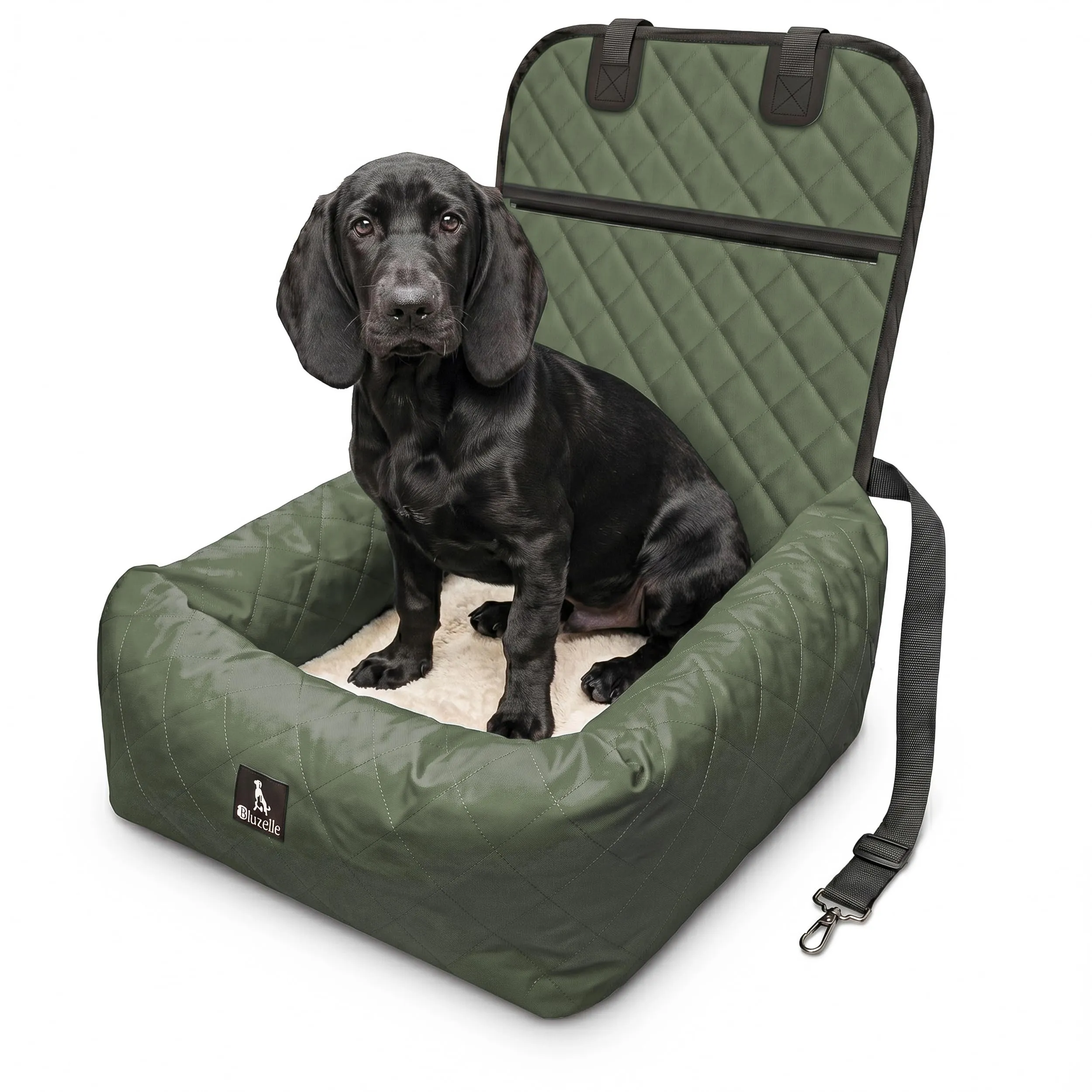 BLUZELLE Seggiolino Auto per Cani & Cuccia 2-in-1, Verde Oliva - immagine 1