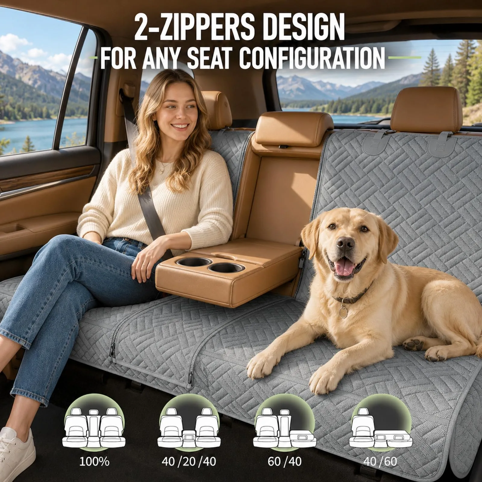 Eosarcu Coprisedile Auto per Cani, 600D, Telo Auto per Cani, 137x47x57cm - immagine 5