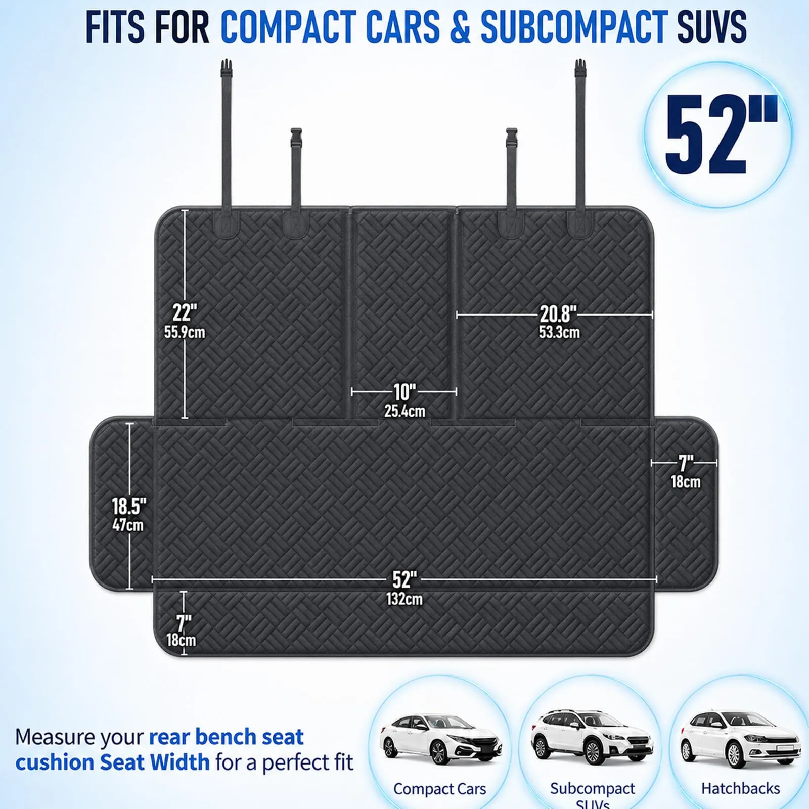Eosarcu Coprisedile Auto per Cani, 600D, Telo Auto per Cani, 132x47x55.9cm - immagine 4