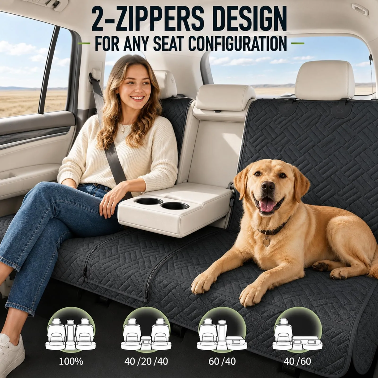 Eosarcu Coprisedile Auto per Cani, 600D, Telo Auto per Cani, 132x47x55.9cm - immagine 5