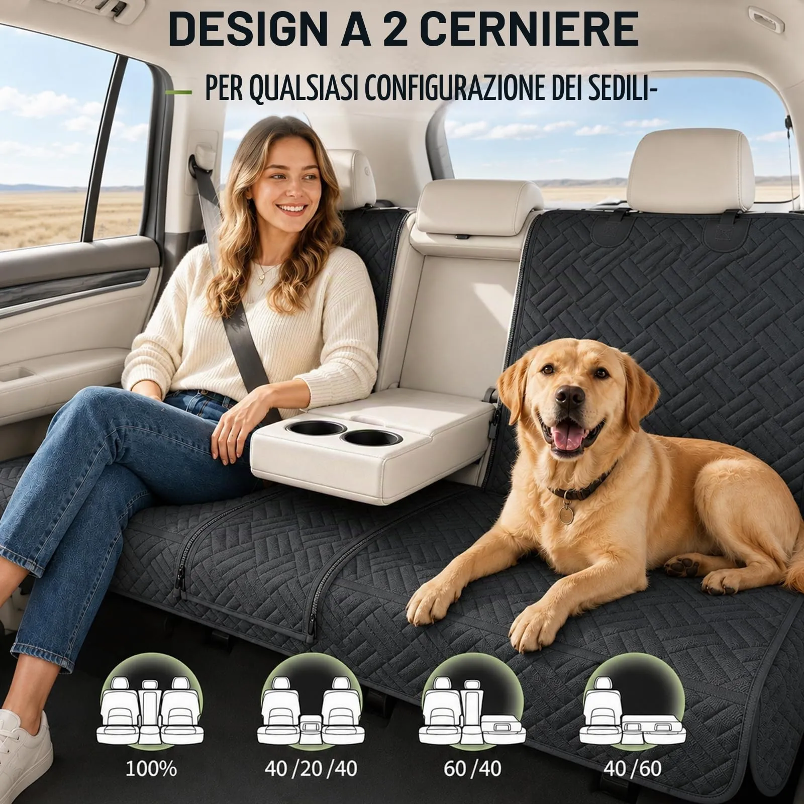 Eosarcu Coprisedile Auto per Cani, 600D, Telo Auto per Cani, 137x47x57cm - immagine 5