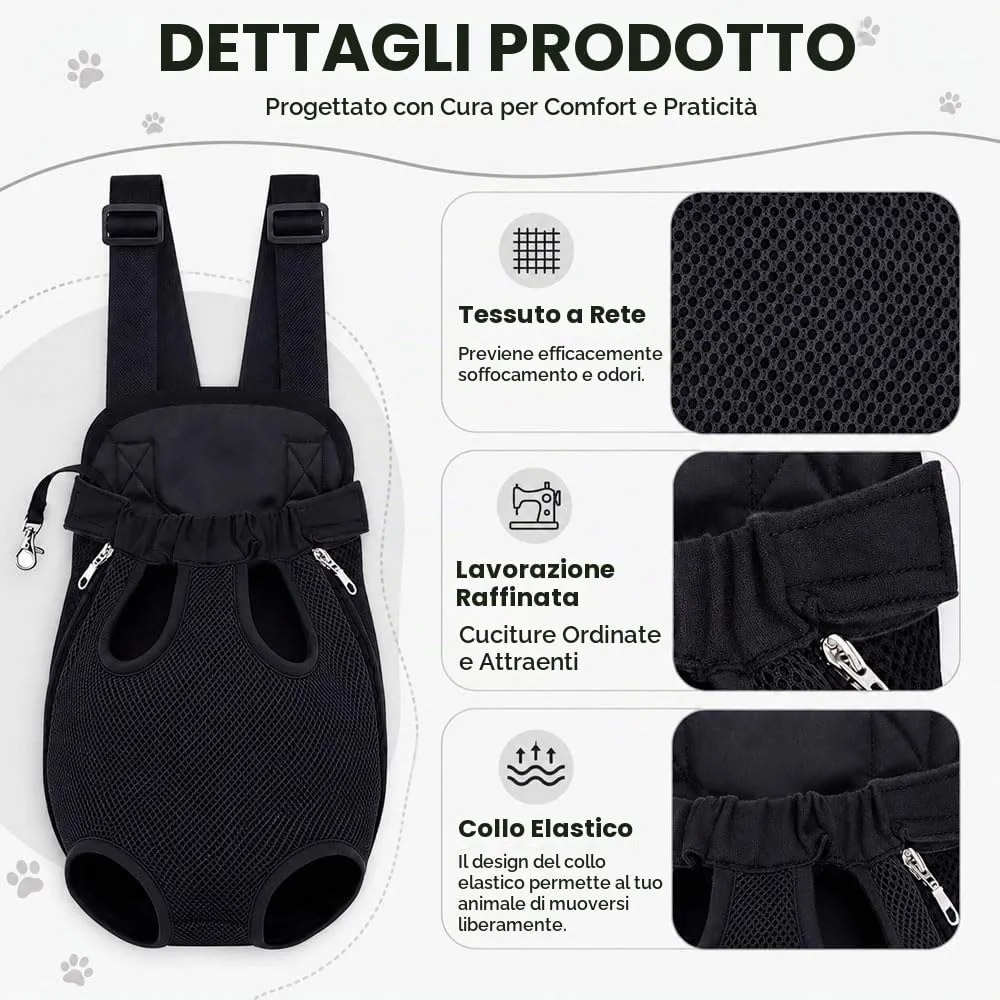 Zaino per Animali Domestici,HIOQFR Marsupio Porta Cane Gatto Regolabile - immagine 3