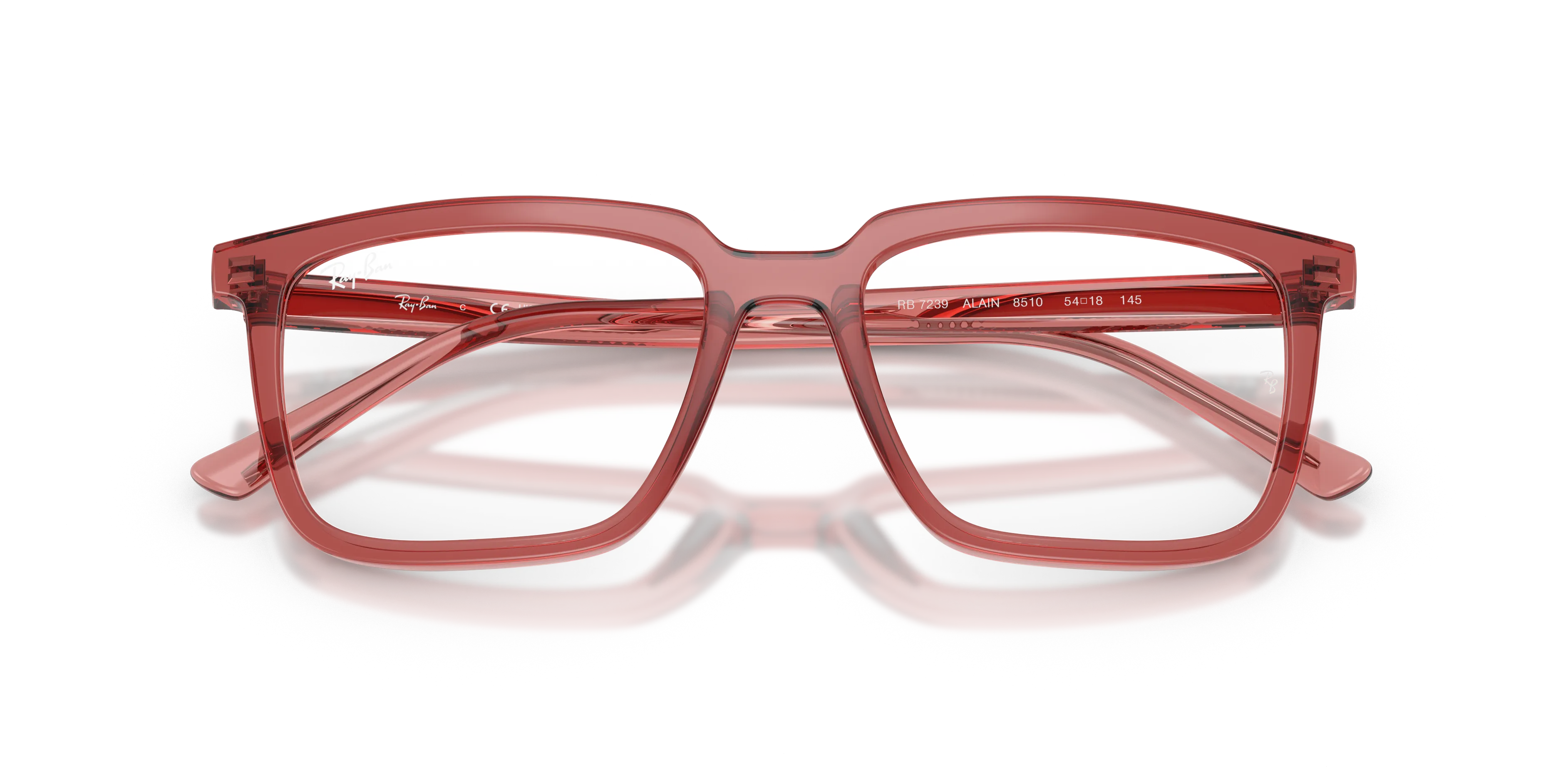 Ray - Ban RX7239 ALAIN 8510 Montature da vista Acetato Rosso Trasparente Squadrata Normale - immagine 2