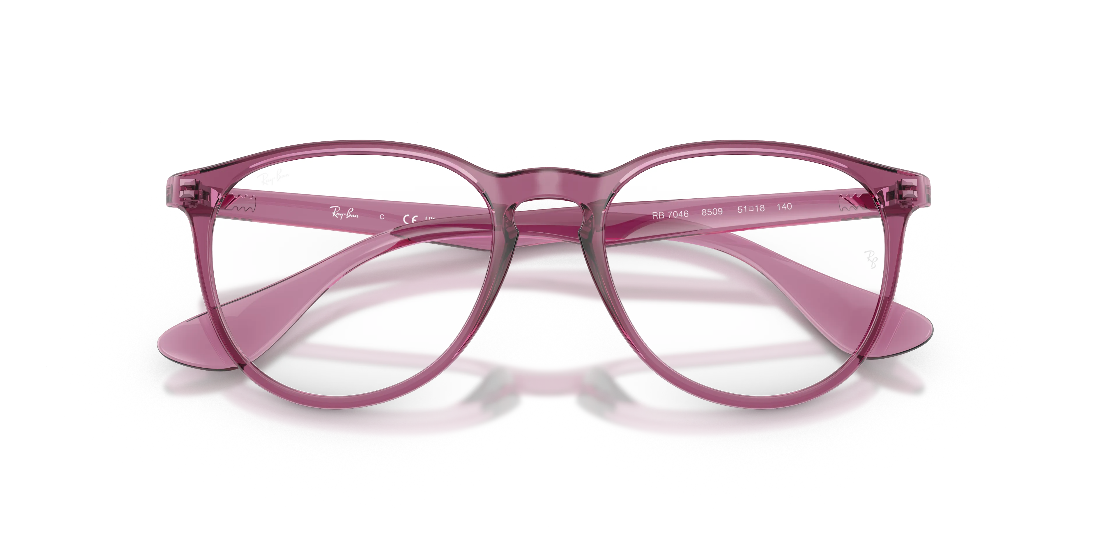 Ray - Ban RX7046 ERIKA 8509 Montature da vista Iniettato Viola Trasparente Rotonda Normale - immagine 2