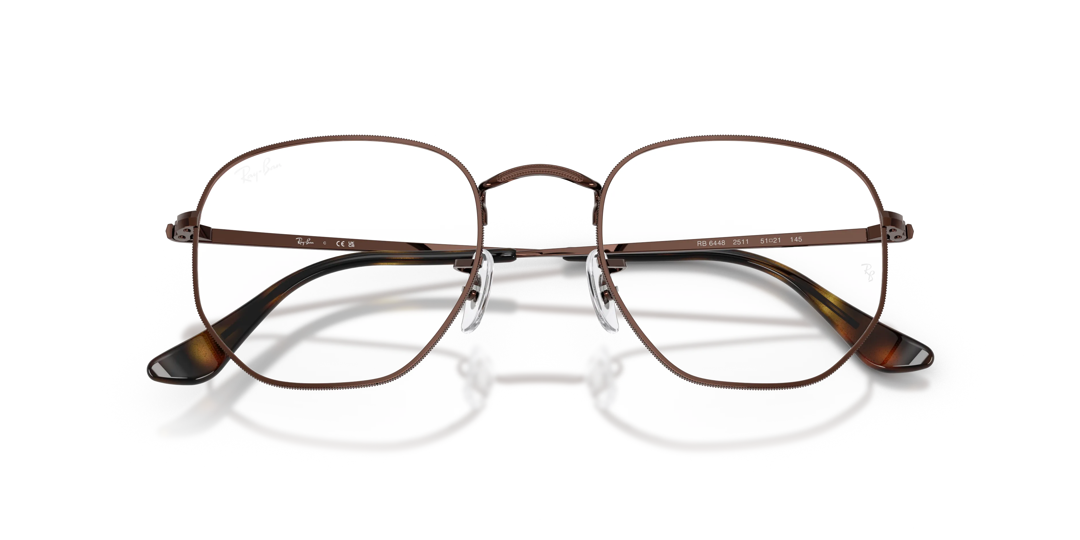 Ray - Ban RX6448 HEXAGONAL 2511 Montature da vista Metallo Marrone Trasparente Geometrica Normale - immagine 2