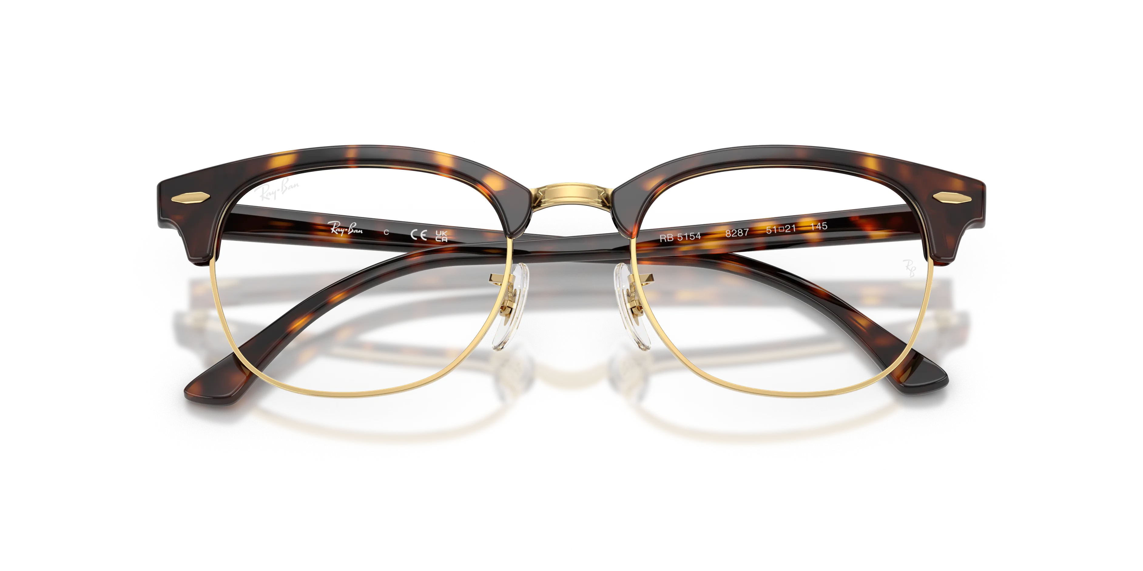 Ray - Ban RX5154 CLUBMASTER 8287 Montature da vista Acetato Marrone Trasparente Squadrata Normale - immagine 2