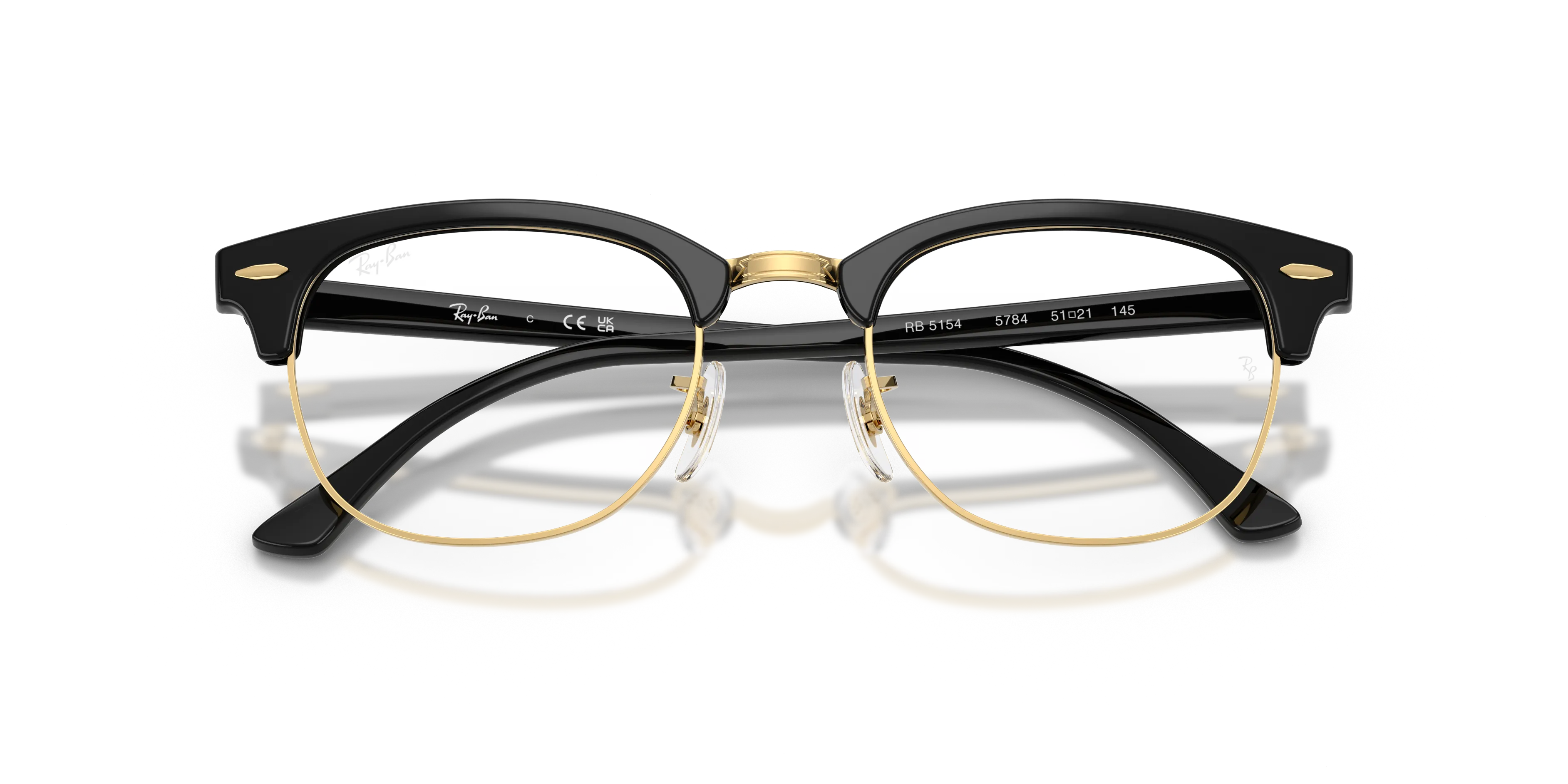 Ray - Ban RX5154 CLUBMASTER 5784 Montature da vista Acetato Nero Trasparente Squadrata Normale - immagine 2