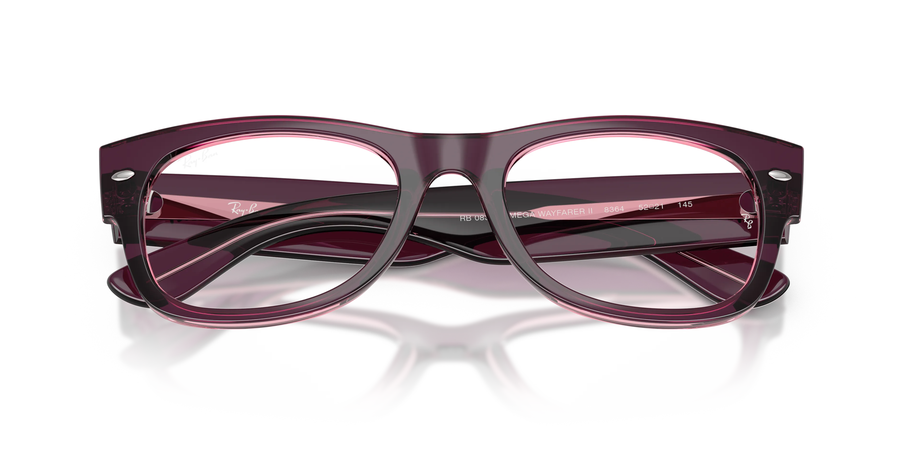 Ray - Ban RX0832V MEGA WAYFARER II 8364 Montature da vista Acetato Rosa Trasparente Squadrata Normale - immagine 2