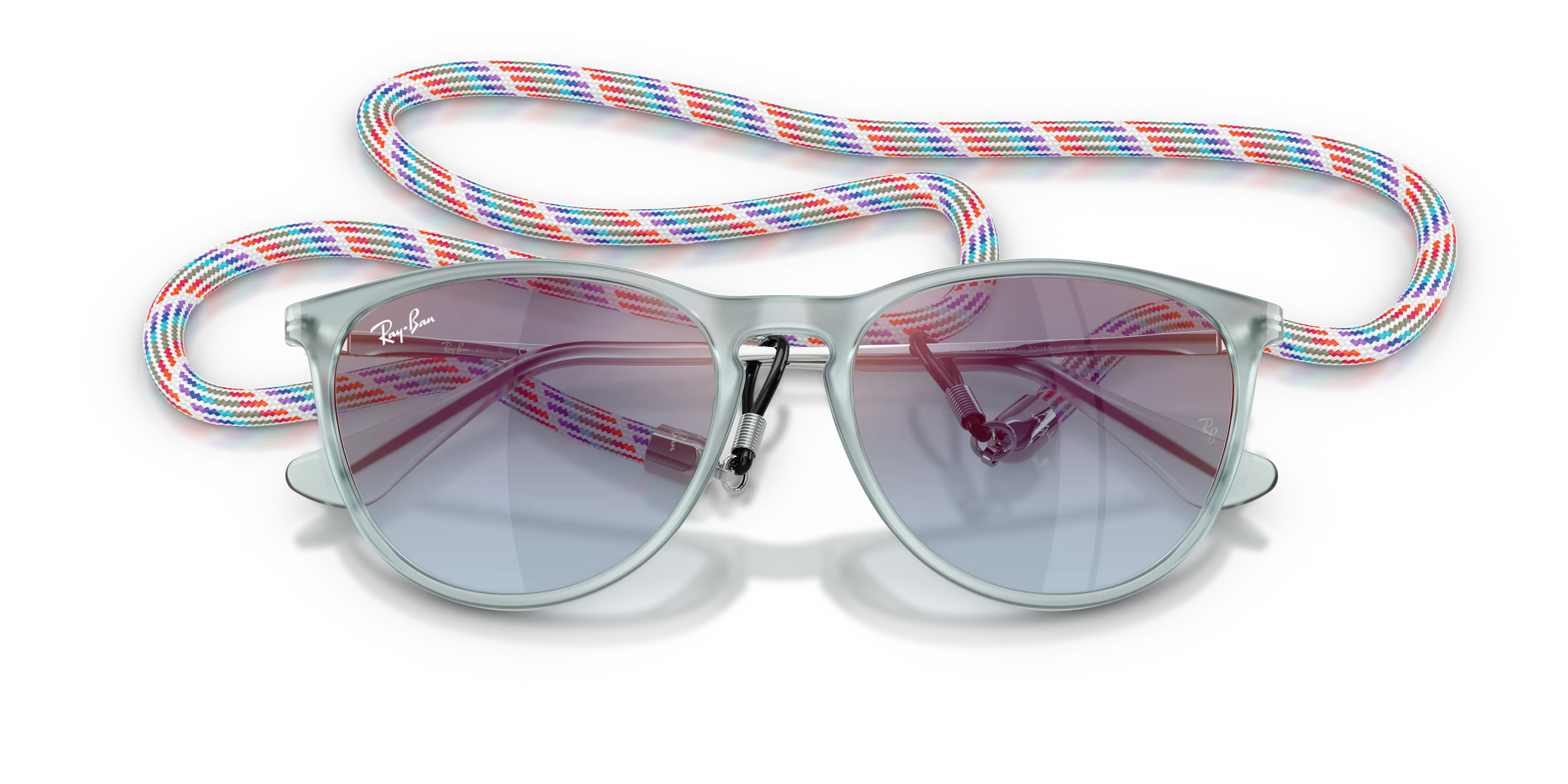 Ray - Ban RJ9060S JUNIOR ERIKA 7223U0 Occhiali da sole bambino Iniettato Blu Blu Pantos Specchiate Sfumato - immagine 2