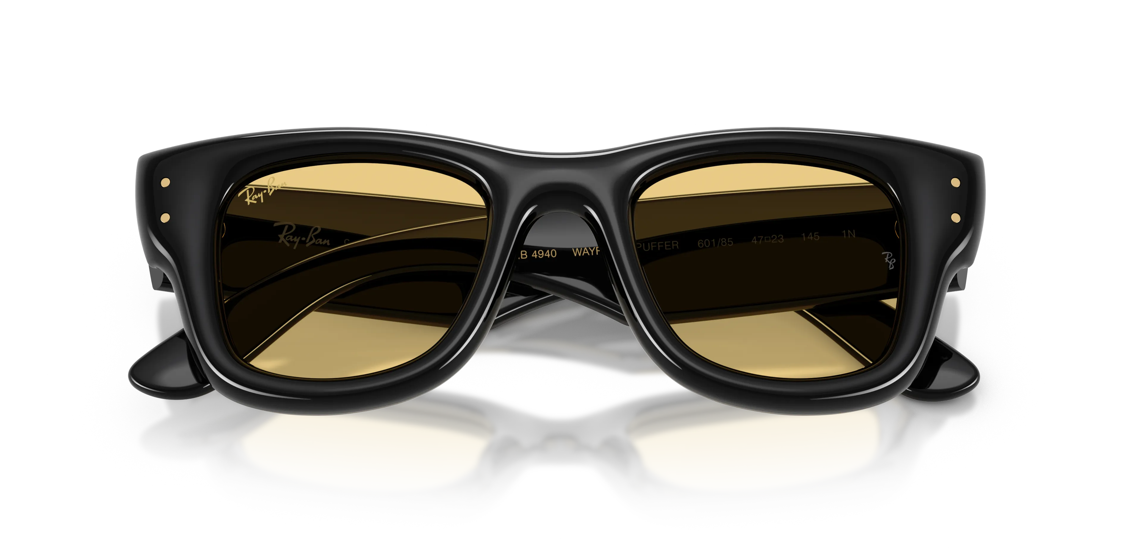 Ray - Ban RB4940 WAYFARER PUFFER 601/85 Occhiali da sole Nylon Nero Giallo Squadrata Normale - immagine 2