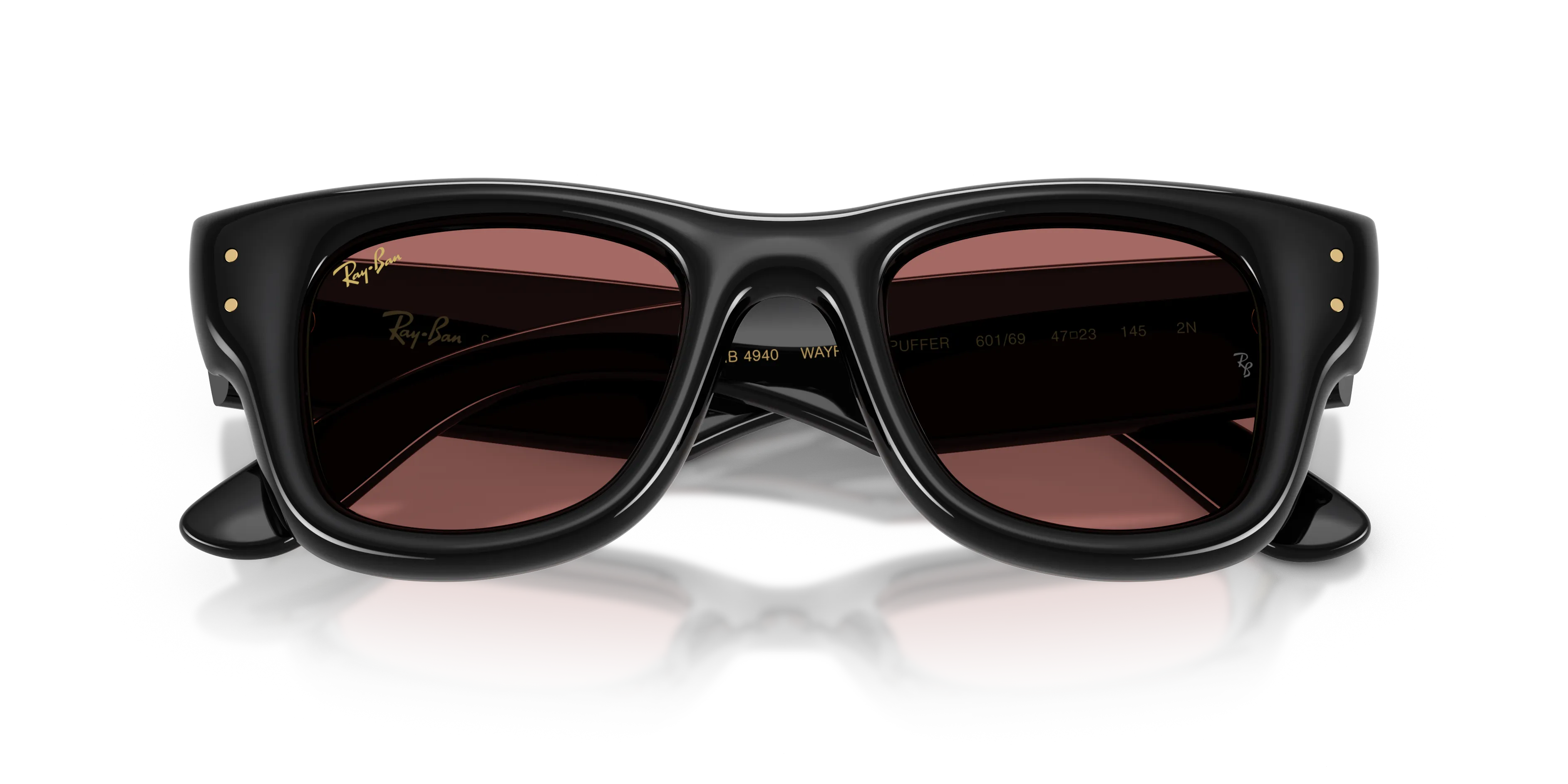 Ray - Ban RB4940 WAYFARER PUFFER 601/69 Occhiali da sole Nylon Nero Viola Squadrata Normale - immagine 2