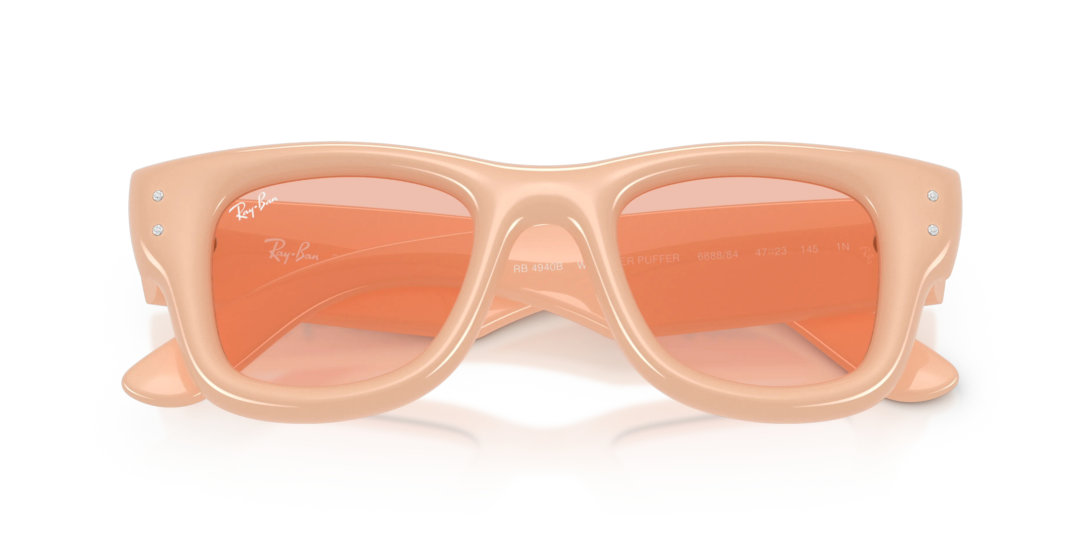 Ray - Ban RB4940B WAYFARER PUFFER 688884 Occhiali da sole Nylon Beige Rosa Squadrata Normale - immagine 2