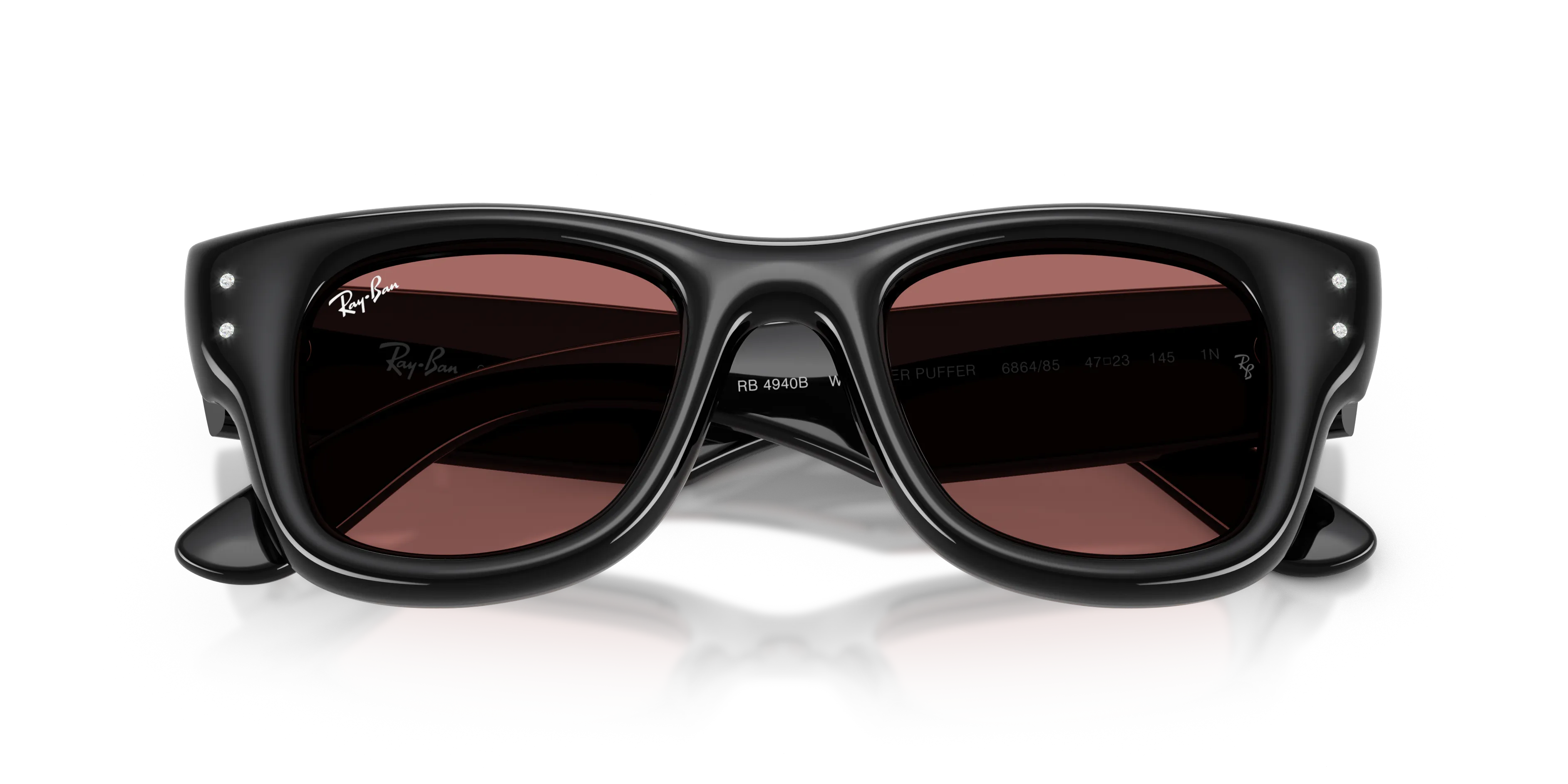 Ray - Ban RB4940B WAYFARER PUFFER 686485 Occhiali da sole Nylon Nero Viola Squadrata Normale - immagine 2