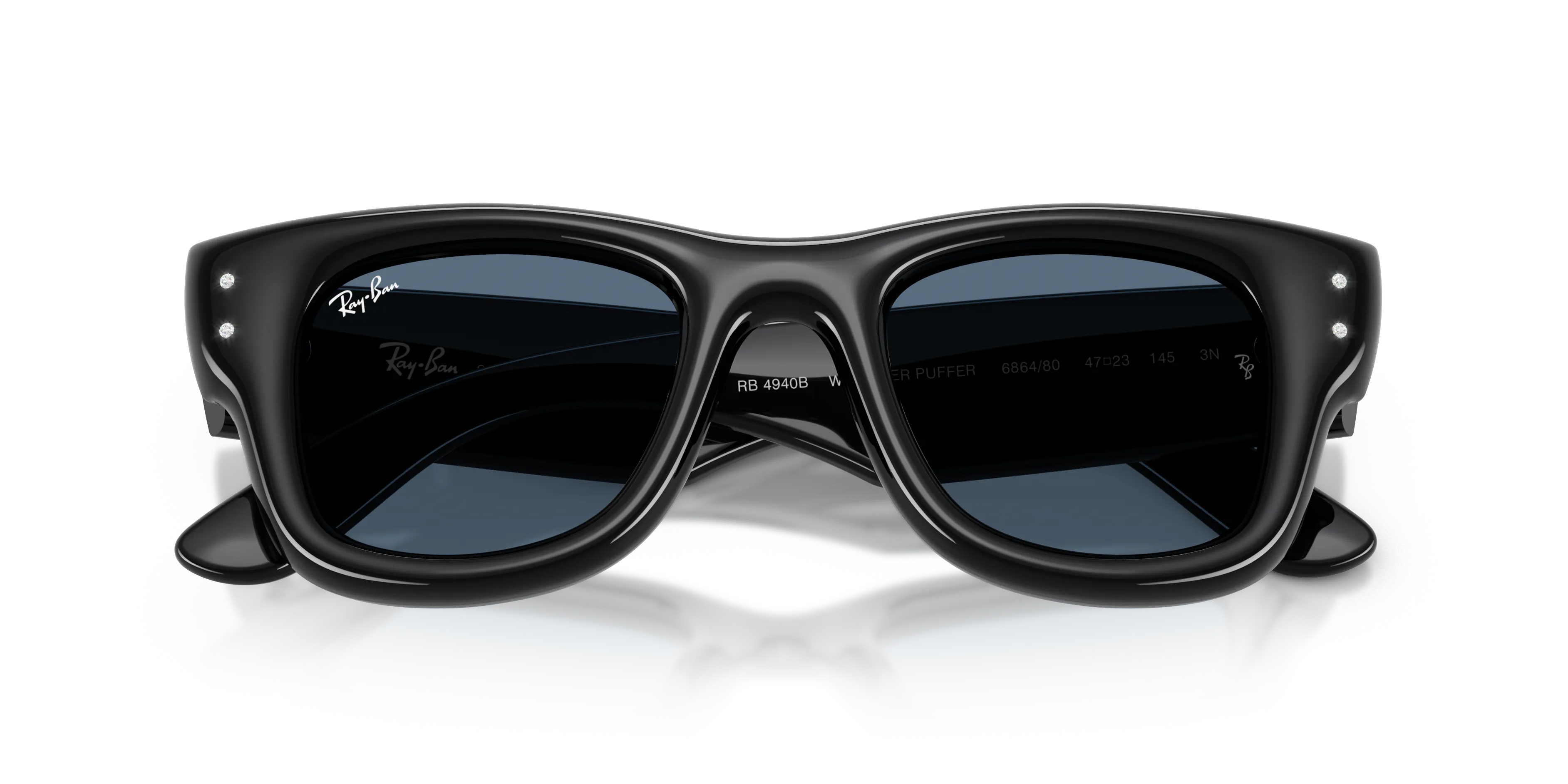 Ray - Ban RB4940B WAYFARER PUFFER 686480 Occhiali da sole Nylon Nero Blu Squadrata Normale - immagine 2