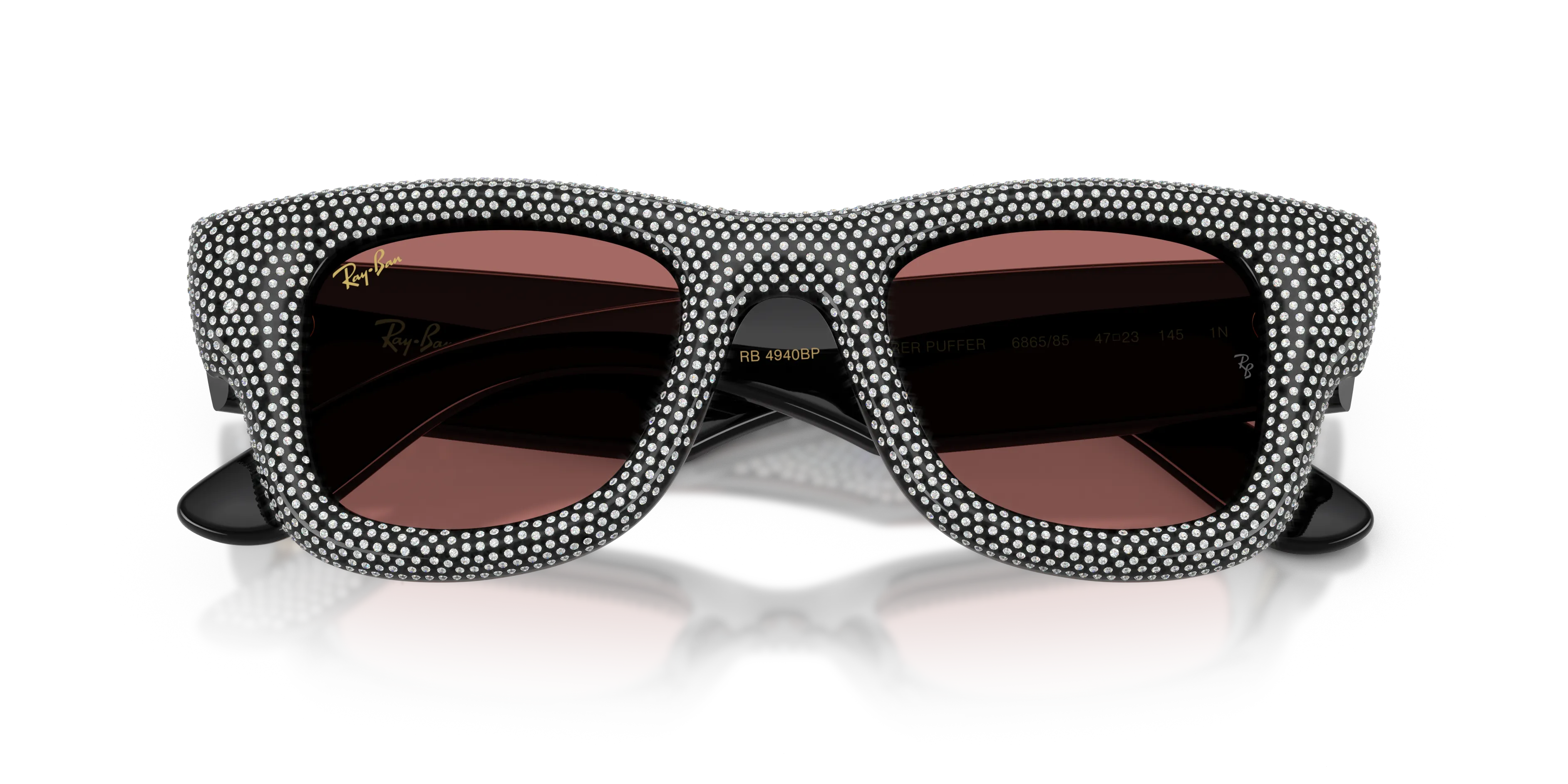 Ray - Ban RB4940BP WAYFARER PUFFER 686585 Occhiali da sole Nylon Nero Viola Squadrata Normale - immagine 2
