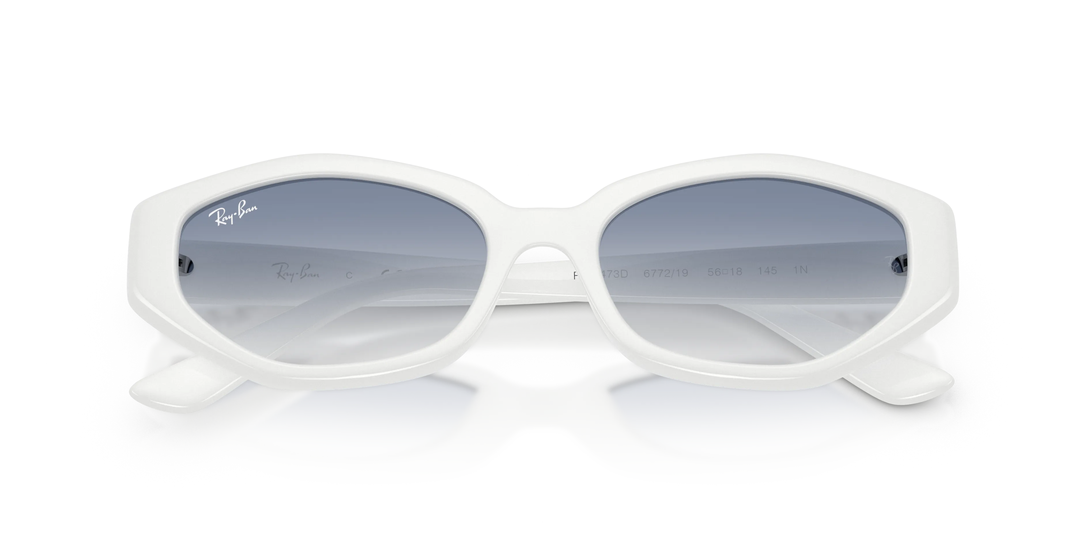 Ray - Ban RB4473D 677219 Occhiali da sole Iniettato Bianco Blu Geometrica Normale Sfumato - immagine 2