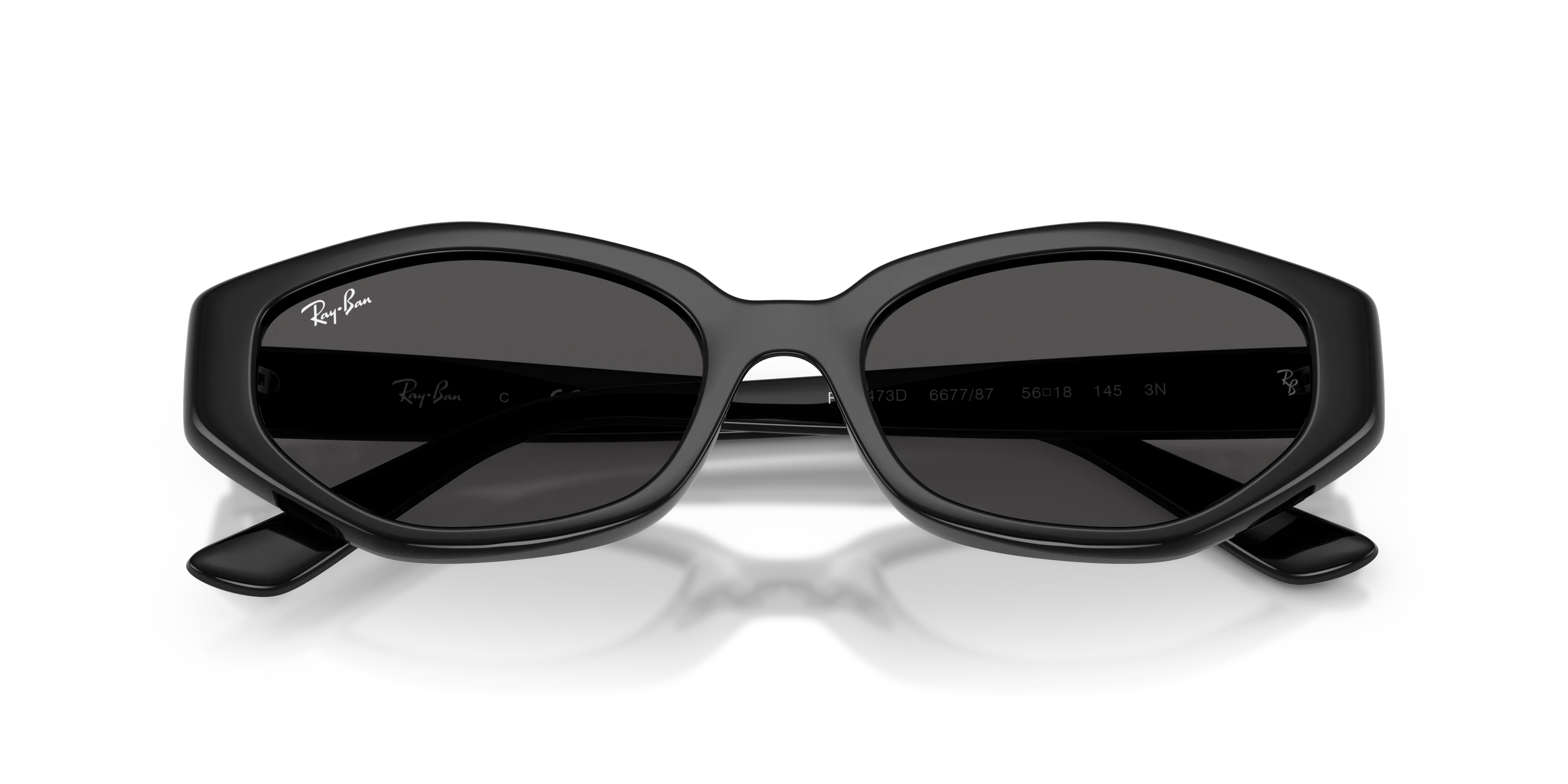 Ray - Ban RB4473D 667787 Occhiali da sole Iniettato Nero Grigio Geometrica Normale - immagine 2