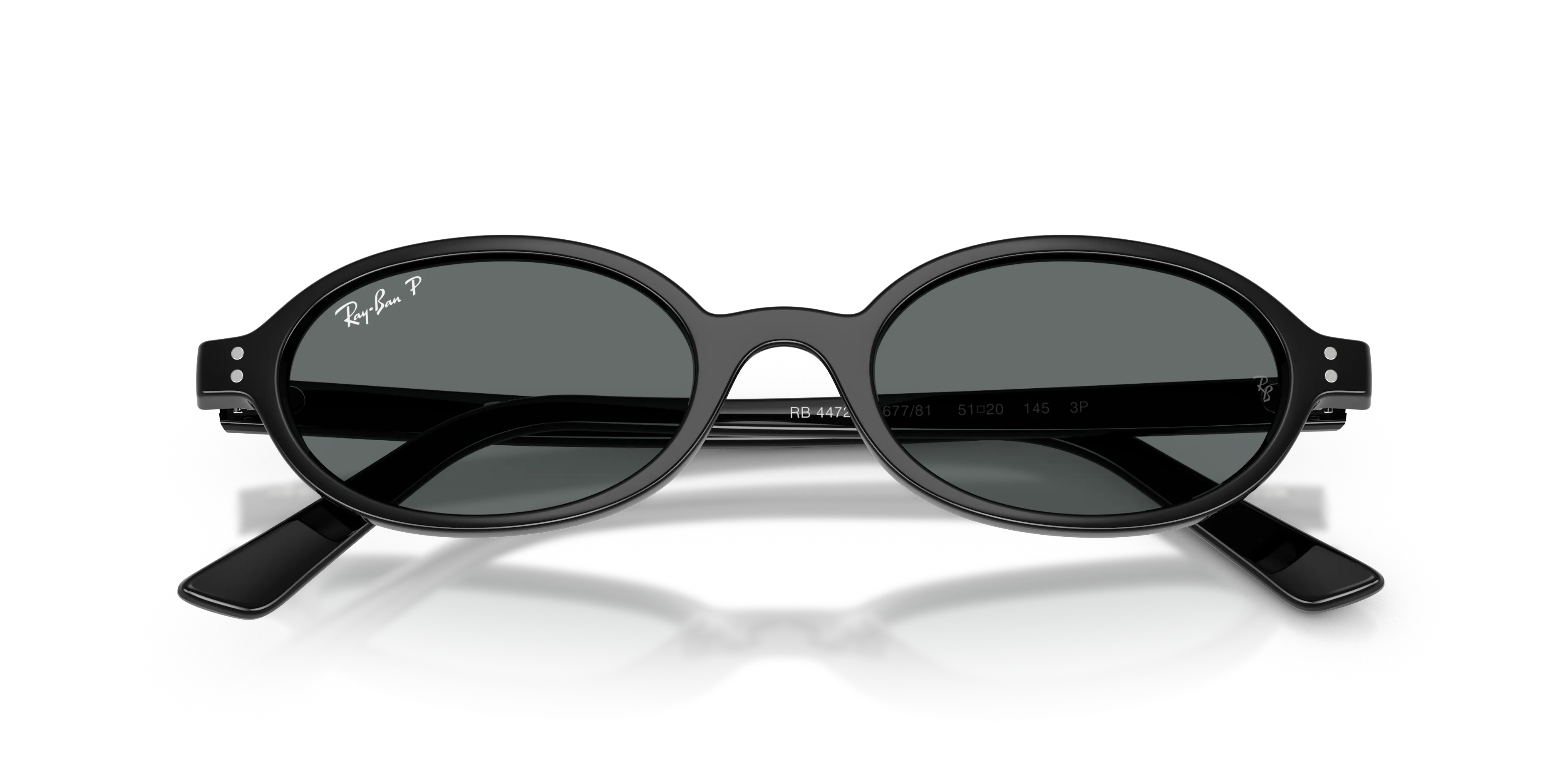 Ray - Ban RB4472 667781 Occhiali da sole Iniettato Nero Grigio Rotonda Polarizzata - immagine 2