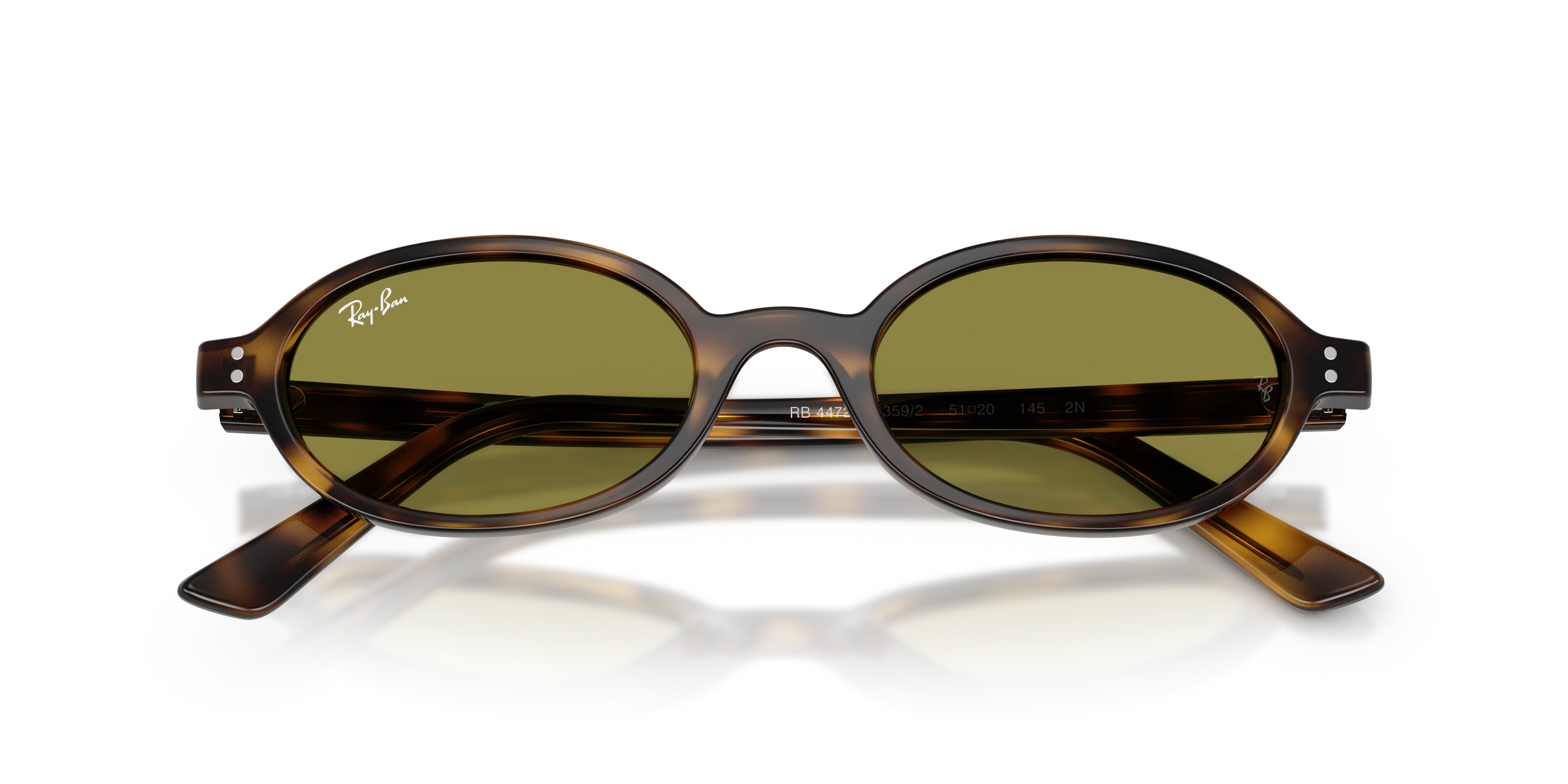 Ray - Ban RB4472 1359/2 Occhiali da sole Iniettato Tartaruga Verde Rotonda Normale - immagine 2