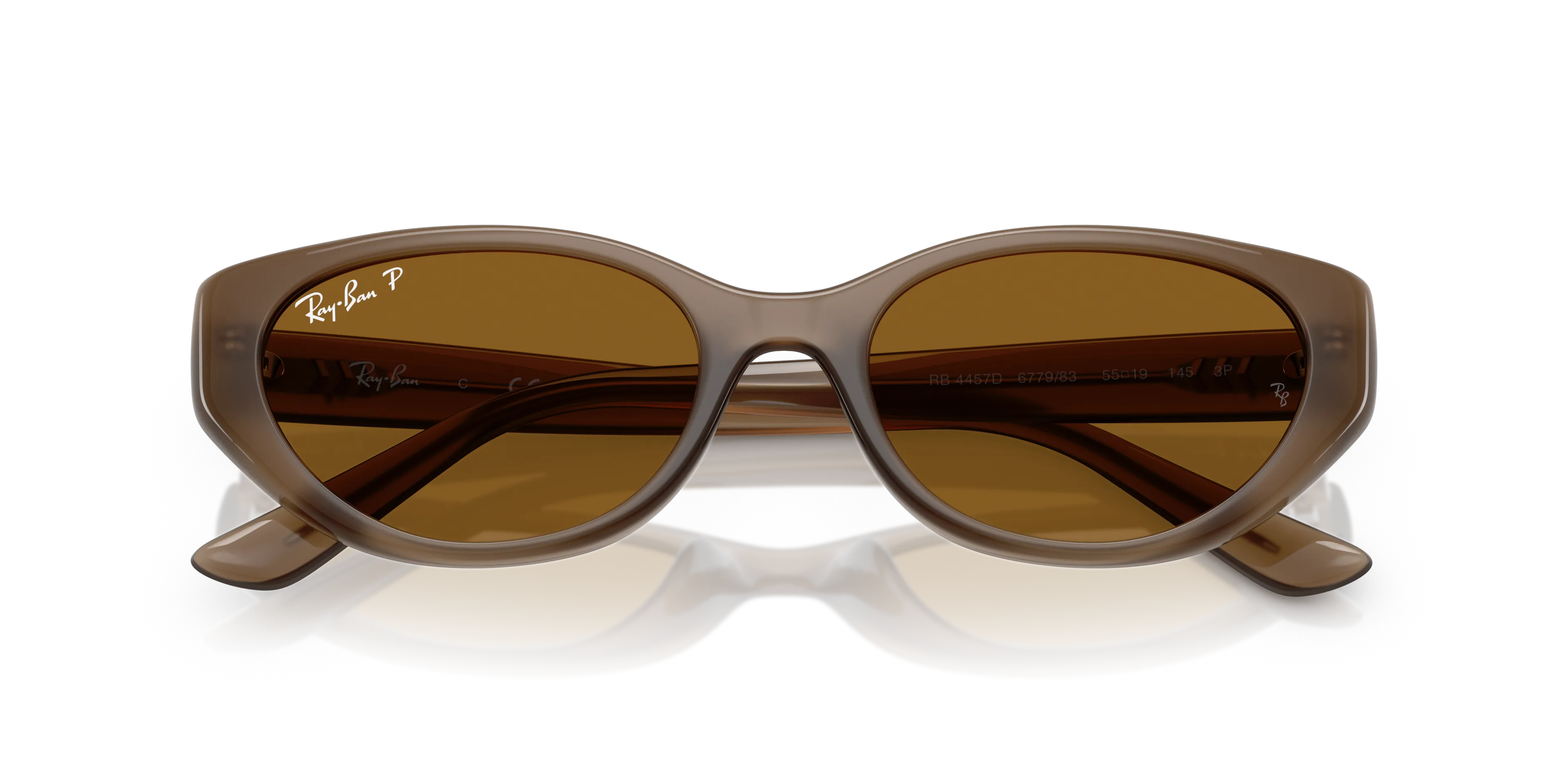 Ray - Ban RB4457D 677983 Occhiali da sole Iniettato Marrone Marrone Pillow Polarizzata - immagine 2