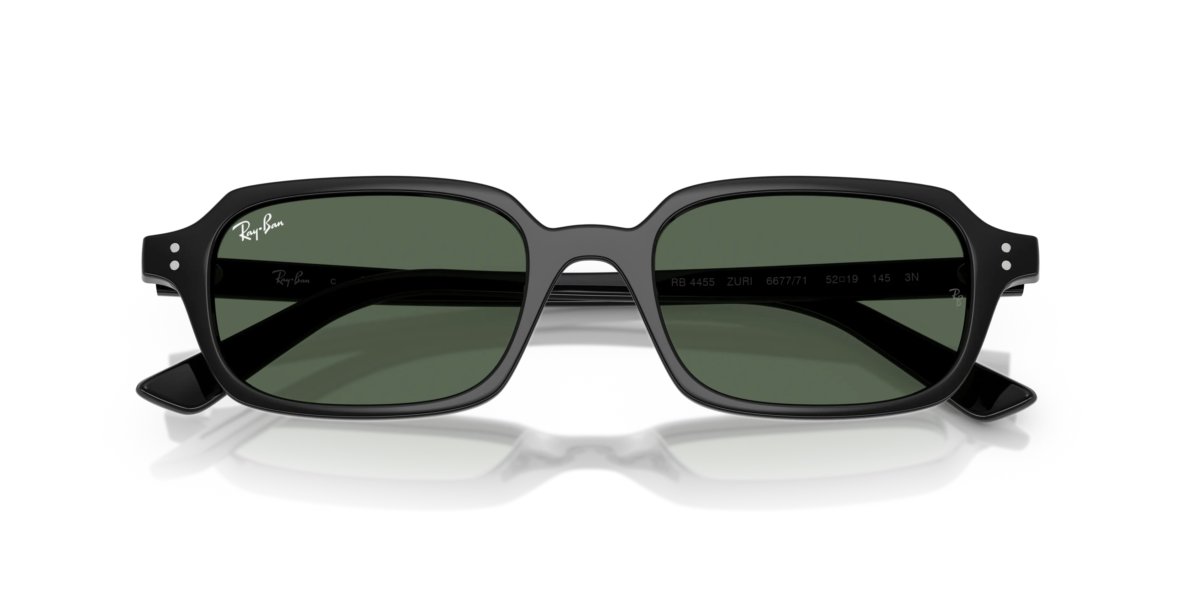 Ray - Ban RB4455 ZURI 667771 Occhiali da sole Iniettato Nero Verde Pillow Normale - immagine 2