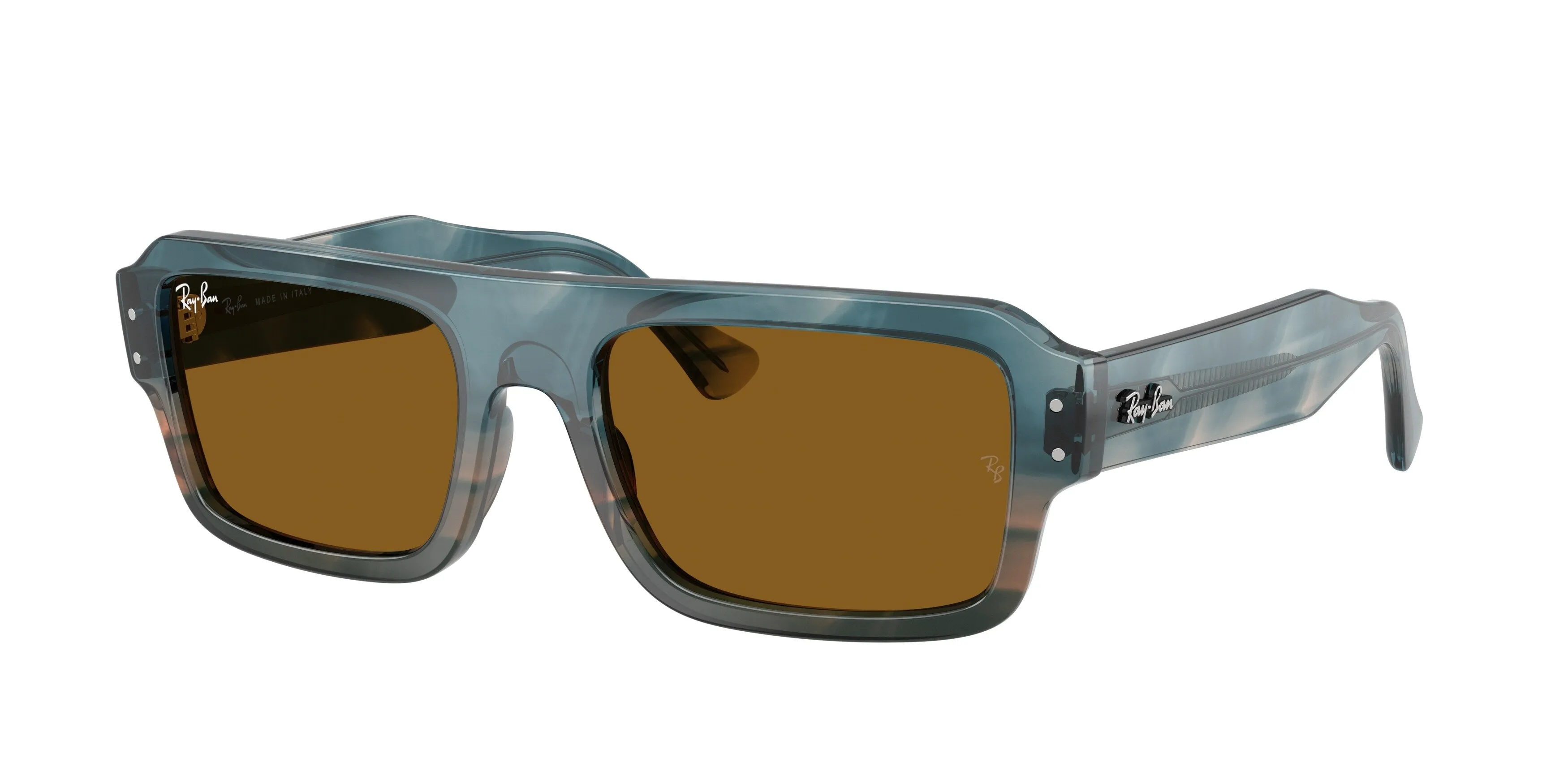 Ray - Ban RB4454 FLACKO 145333 Occhiali da sole Acetato Blu Marrone Squadrata Normale - immagine 1