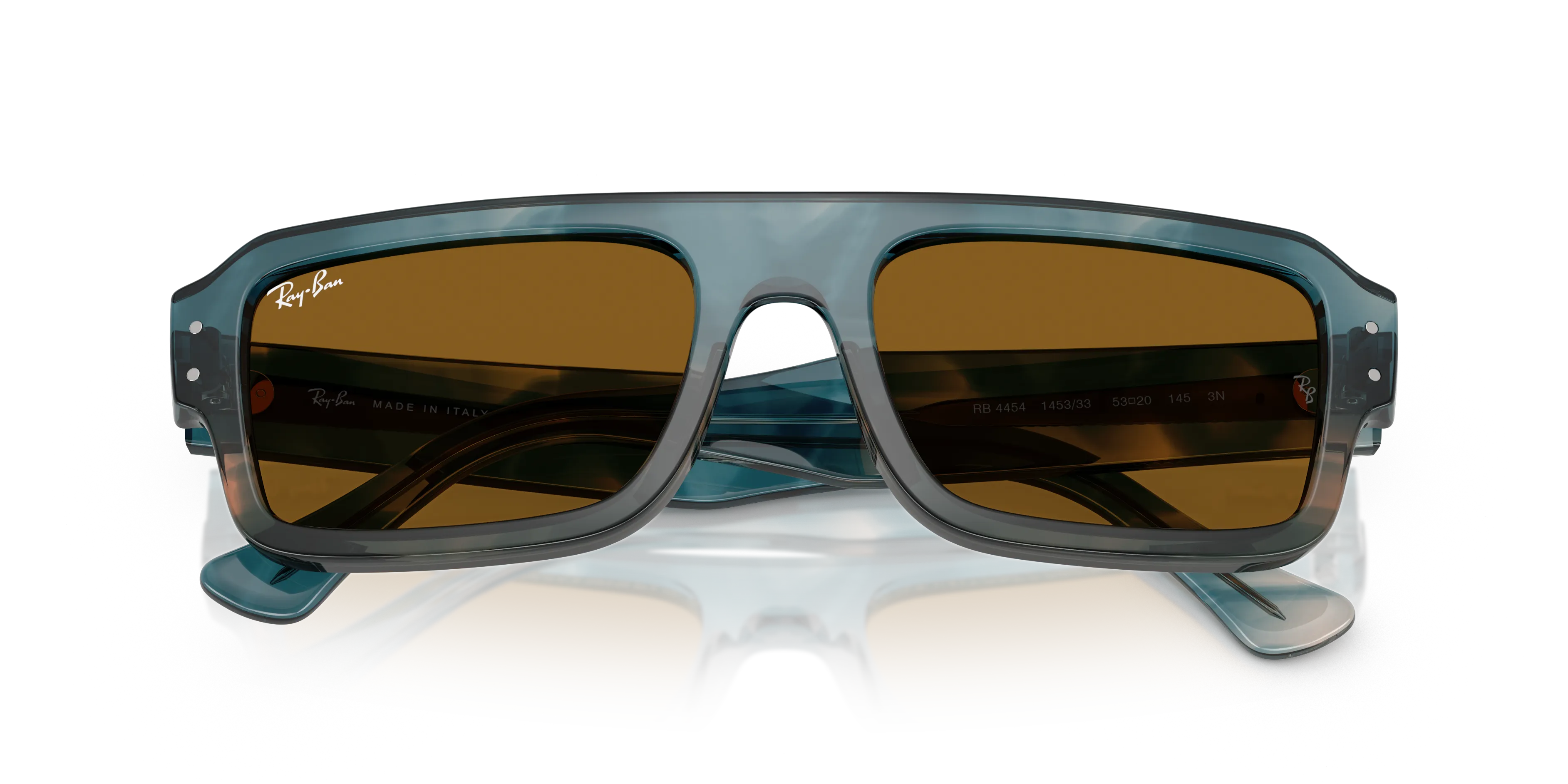 Ray - Ban RB4454 FLACKO 145333 Occhiali da sole Acetato Blu Marrone Squadrata Normale - immagine 2