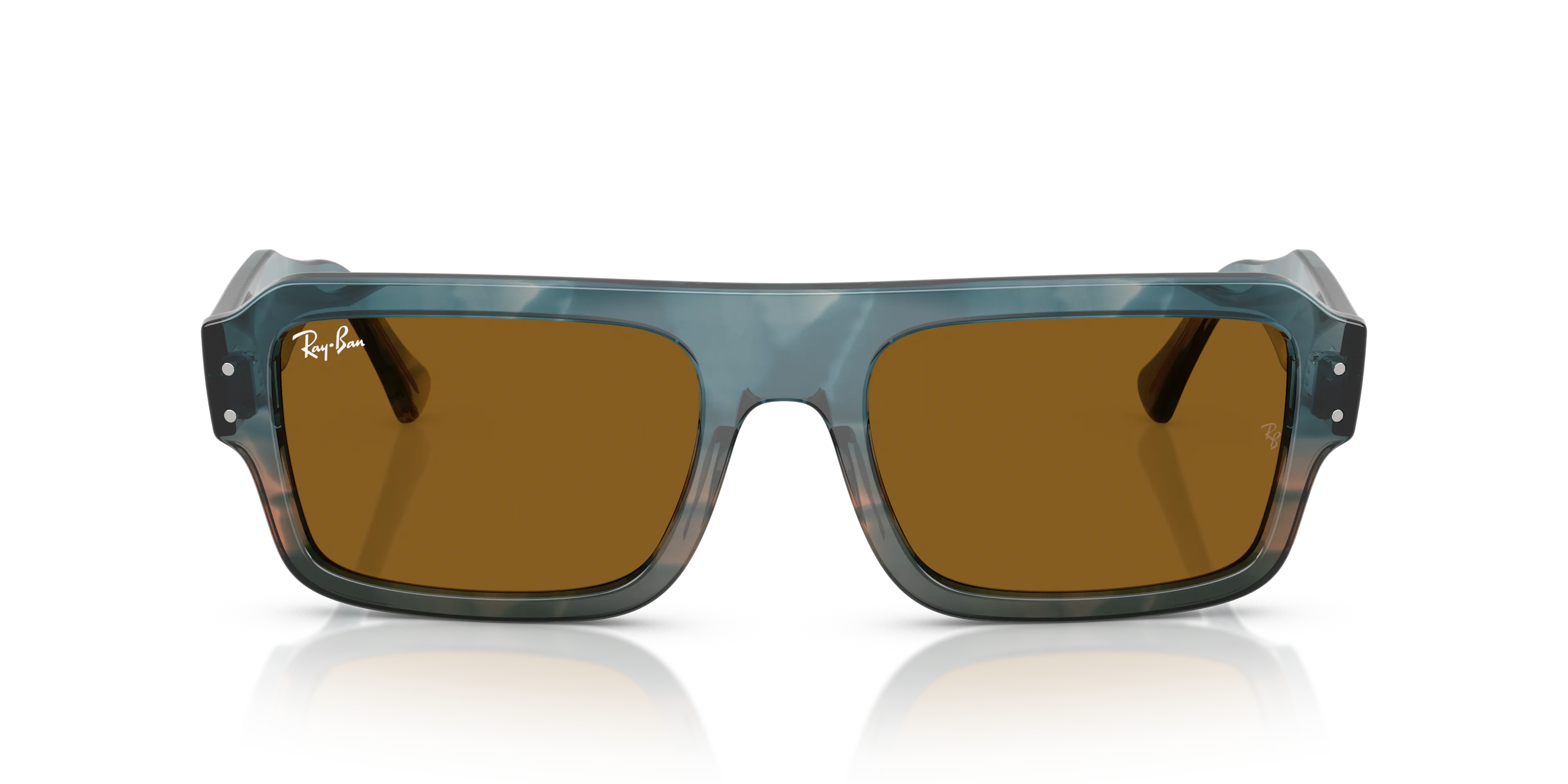 Ray - Ban RB4454 FLACKO 145333 Occhiali da sole Acetato Blu Marrone Squadrata Normale - immagine 3
