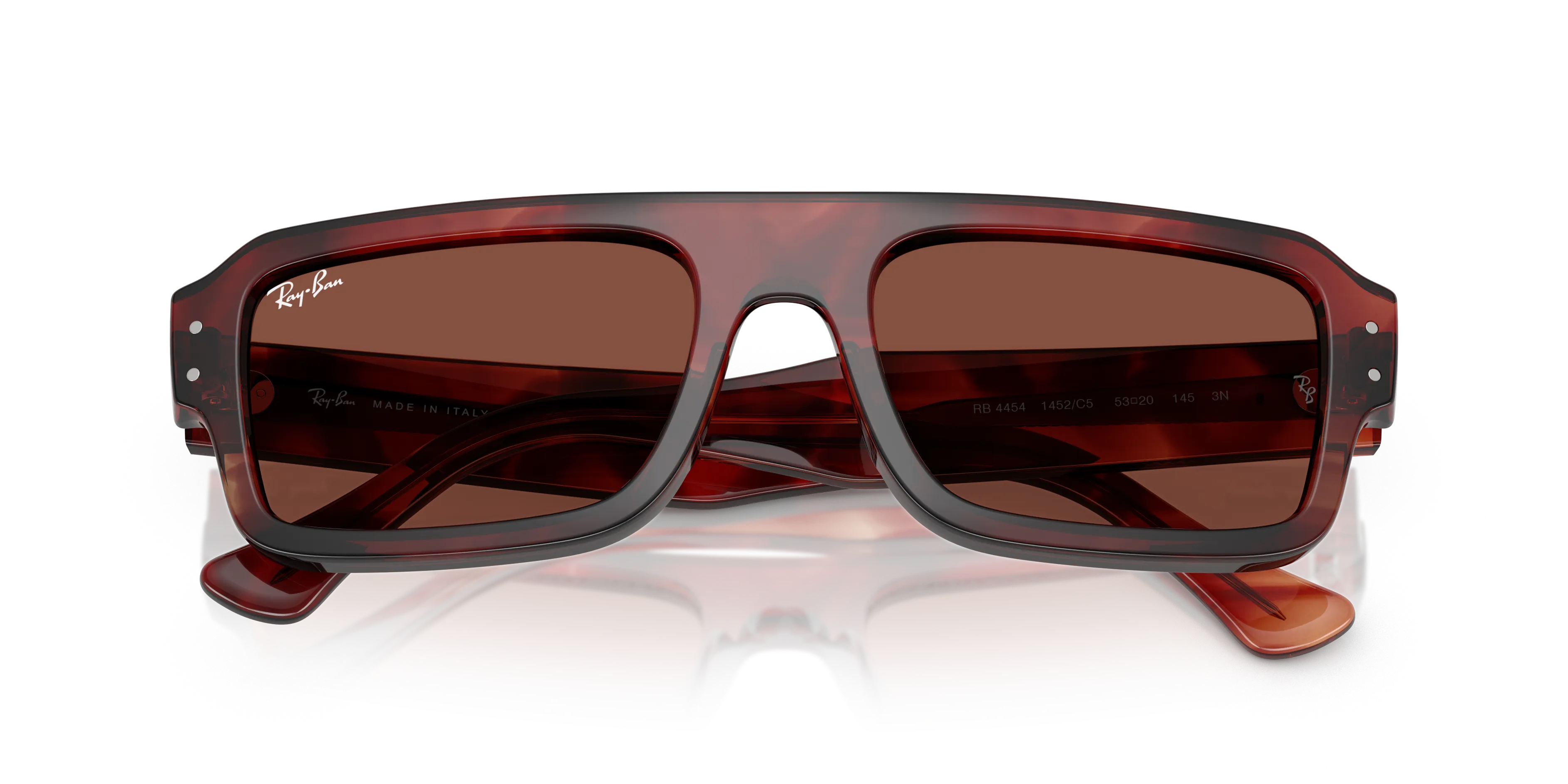 Ray - Ban RB4454 FLACKO 1452C5 Occhiali da sole Acetato Rosso Rosso Squadrata Normale - immagine 2