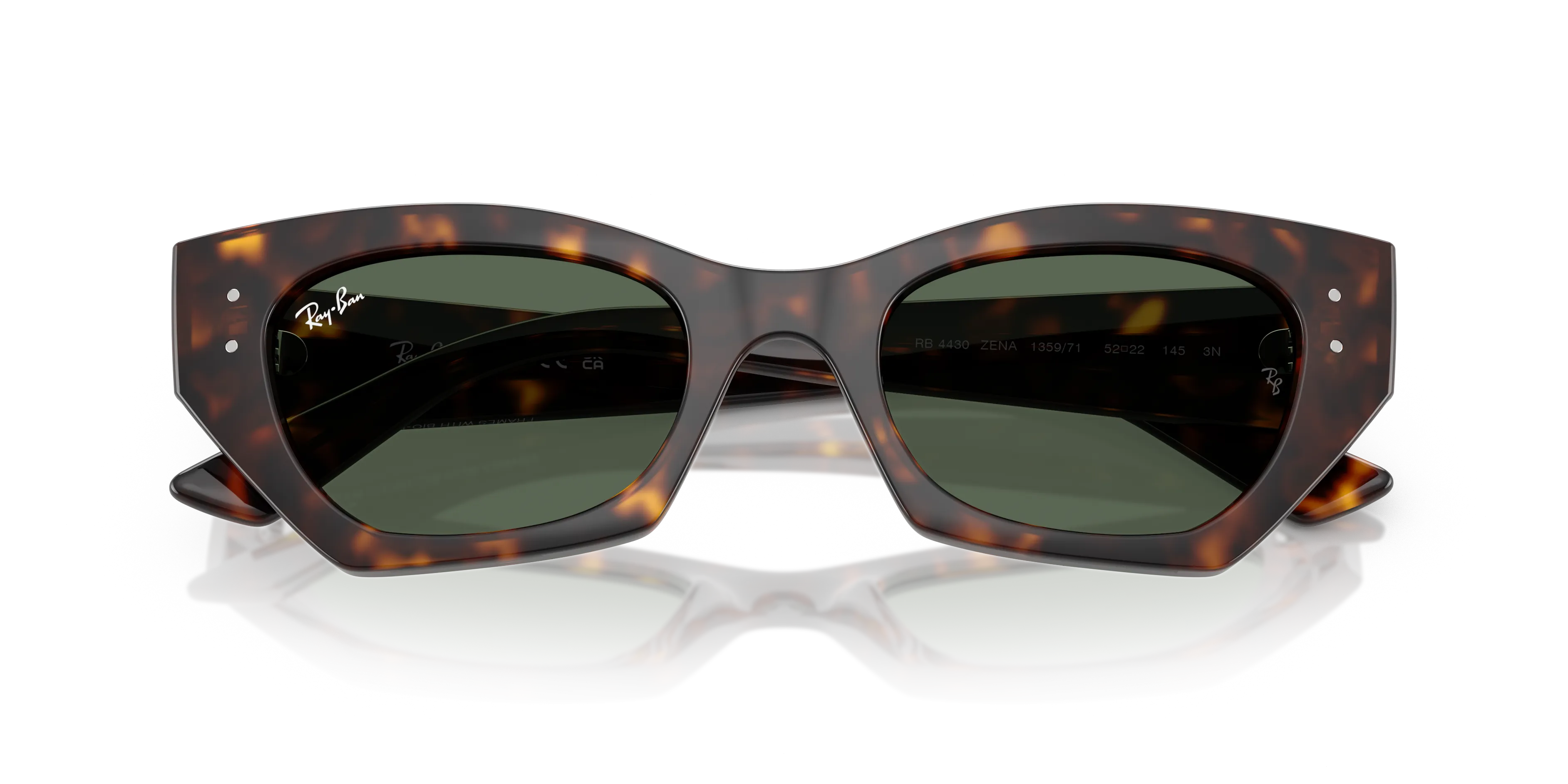Ray - Ban RB4430 ZENA 135971 Occhiali da sole Iniettato Tartaruga Verde Geometrica Normale - immagine 2