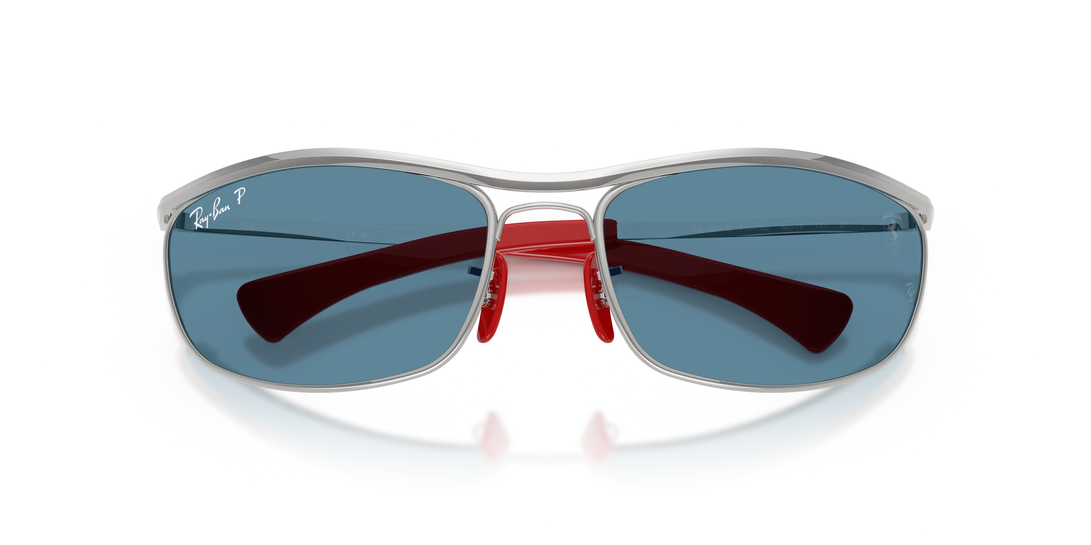 Ray - Ban RB3819M F007S2 Occhiali da sole Metallo Argento Blu Rotonda Polarizzata - immagine 2
