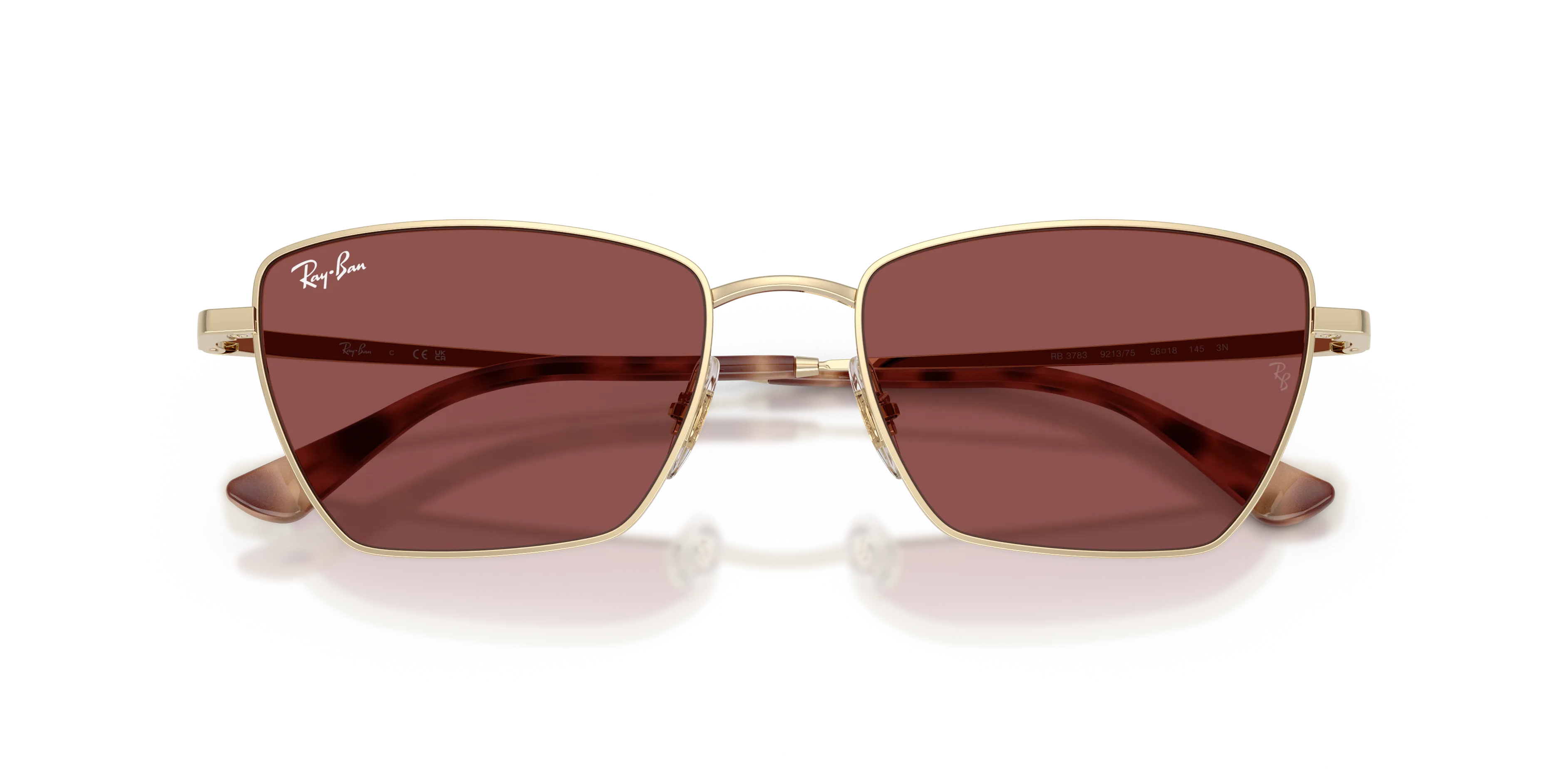 Ray - Ban RB3783 921375 Occhiali da sole Metallo Oro Viola Geometrica Normale - immagine 2