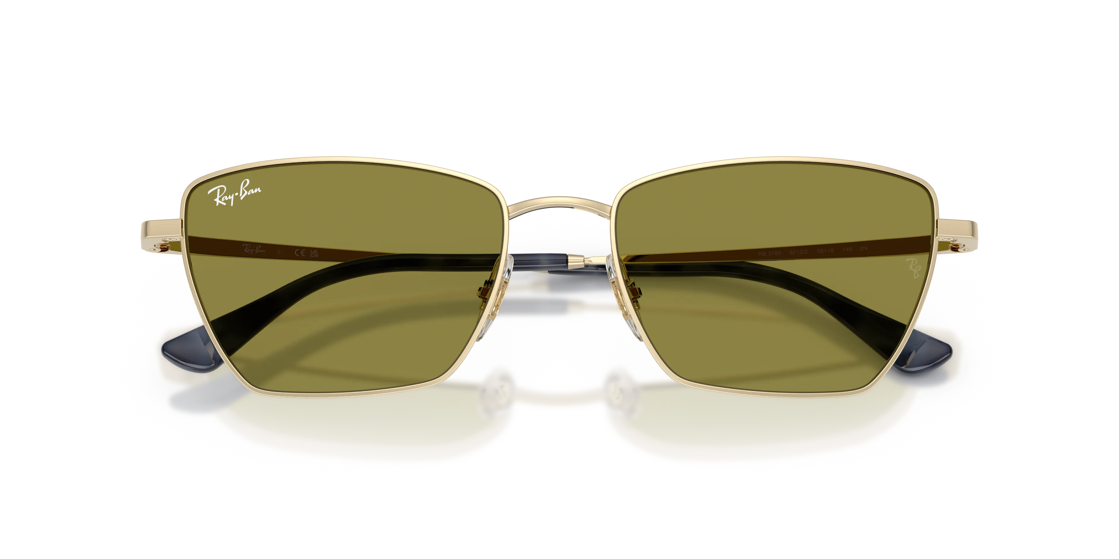 Ray - Ban RB3783 9213/2 Occhiali da sole Metallo Oro Verde Geometrica Normale - immagine 2