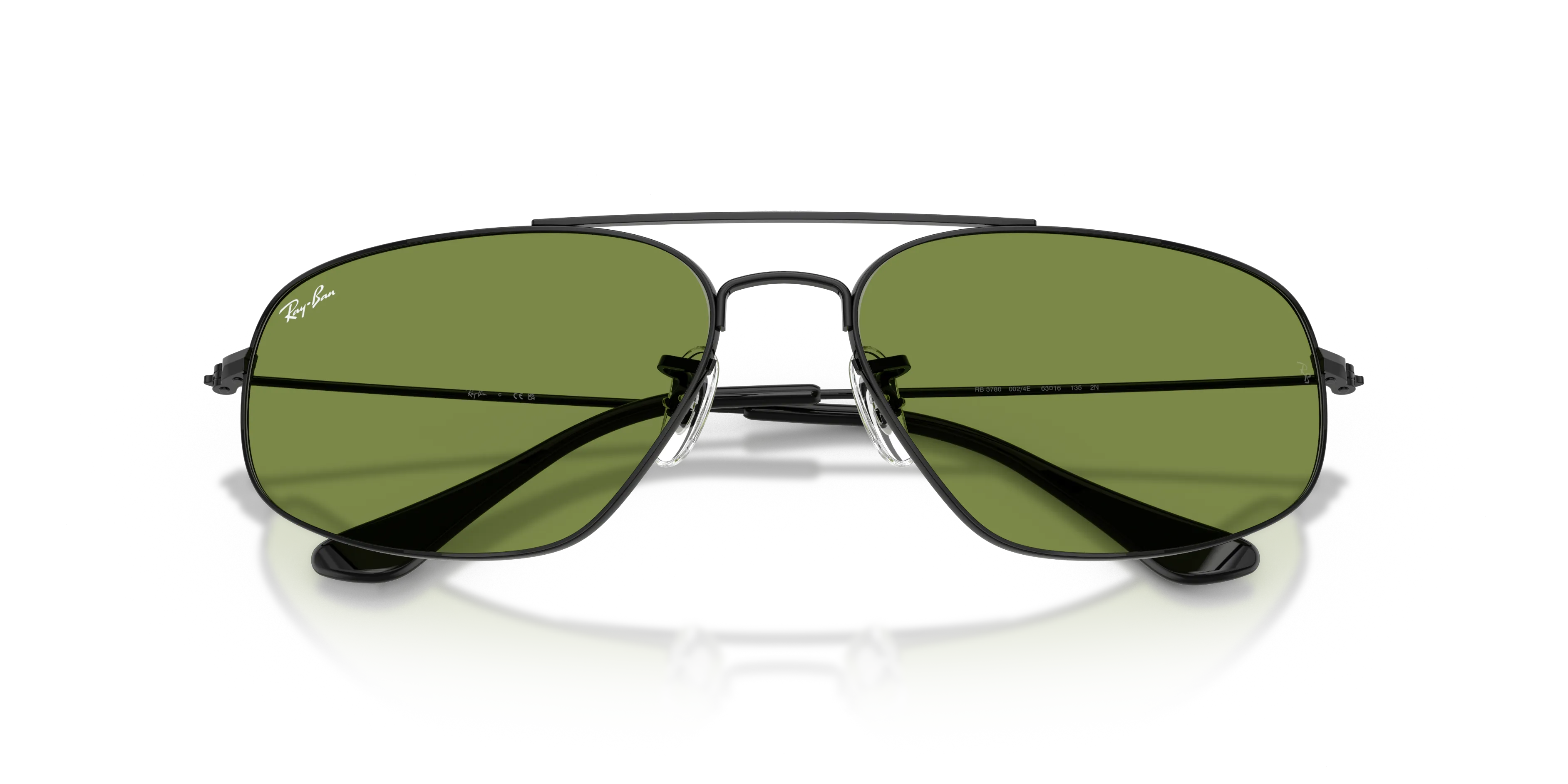 Ray - Ban RB3780 002/4E Occhiali da sole Metallo Nero Verde Squadrata Normale - immagine 2