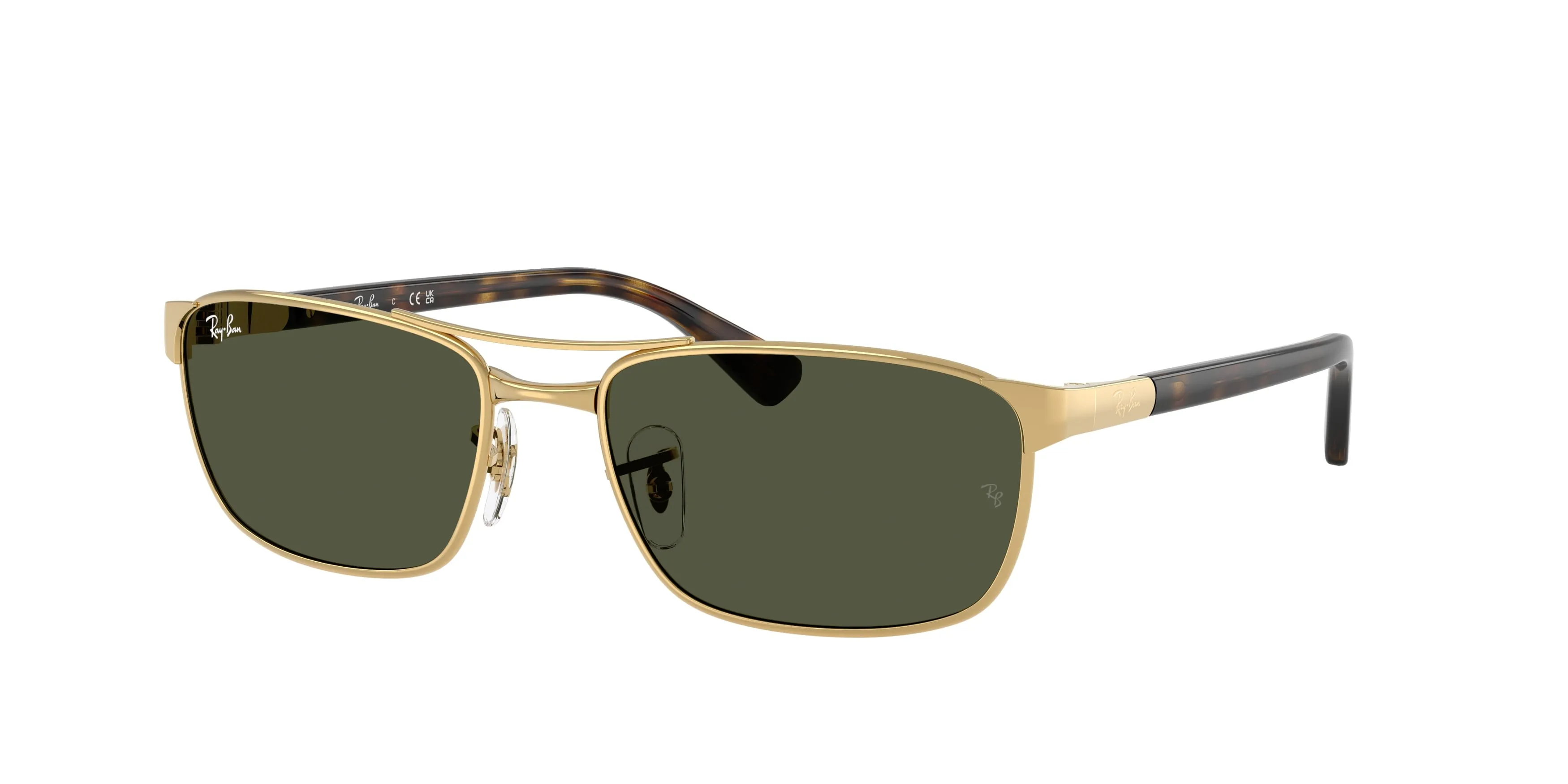 Ray - Ban RB3778 001/31 Occhiali da sole Metallo Oro Verde Geometrica Normale - immagine 1