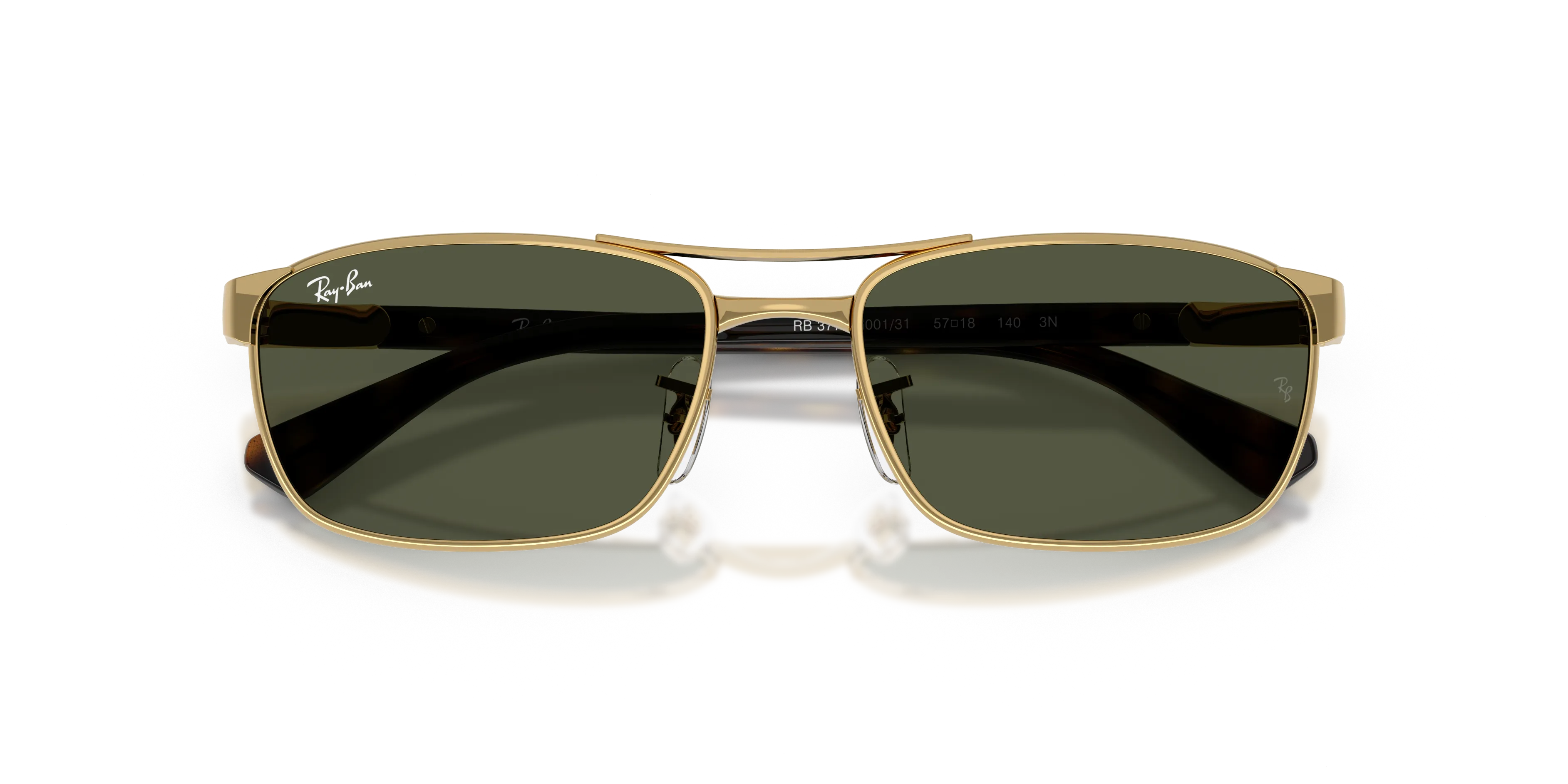 Ray - Ban RB3778 001/31 Occhiali da sole Metallo Oro Verde Geometrica Normale - immagine 2