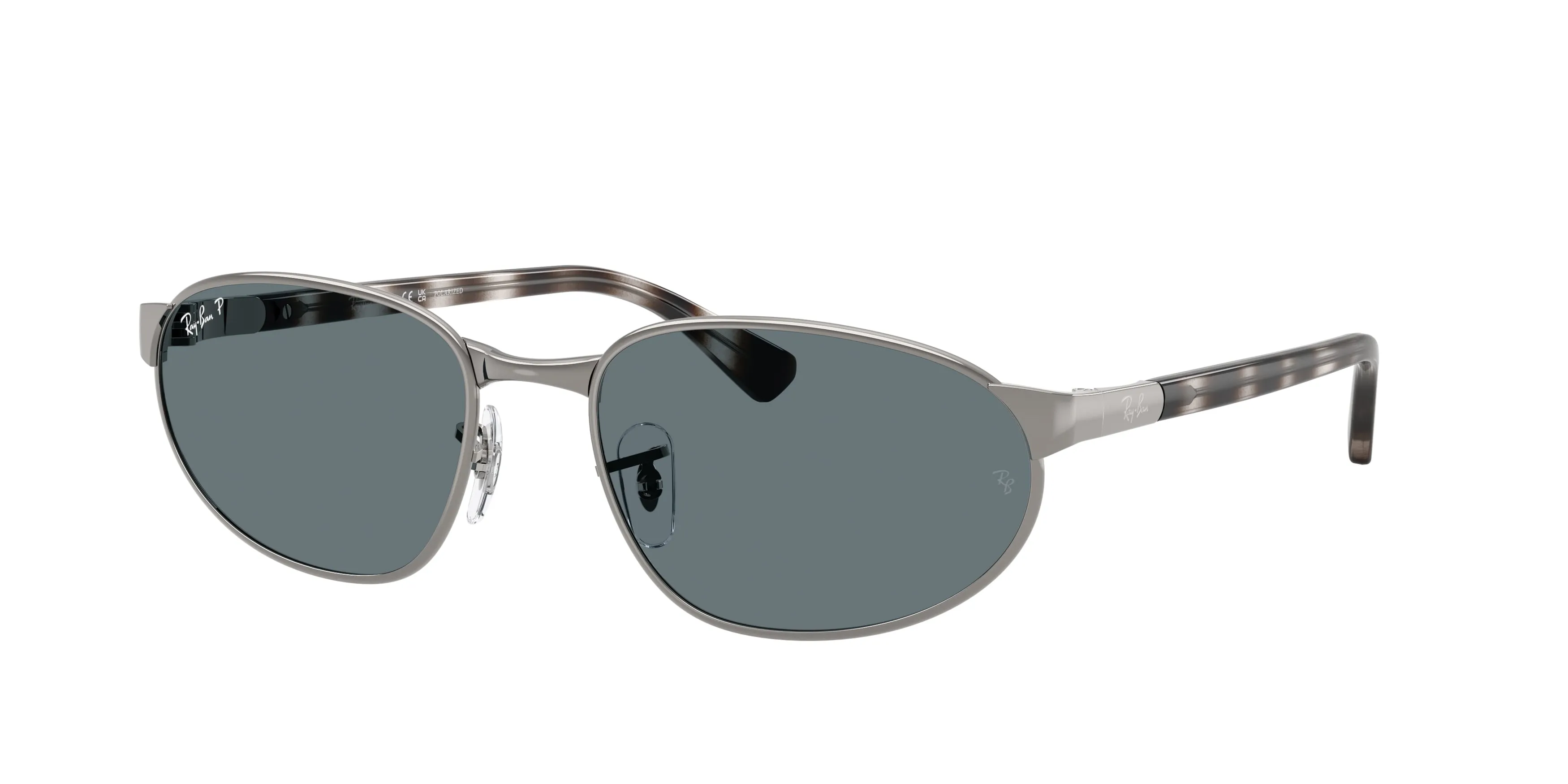 Ray - Ban RB3777 004/3R Occhiali da sole Metallo Grigio Blu Geometrica Polarizzata - immagine 1