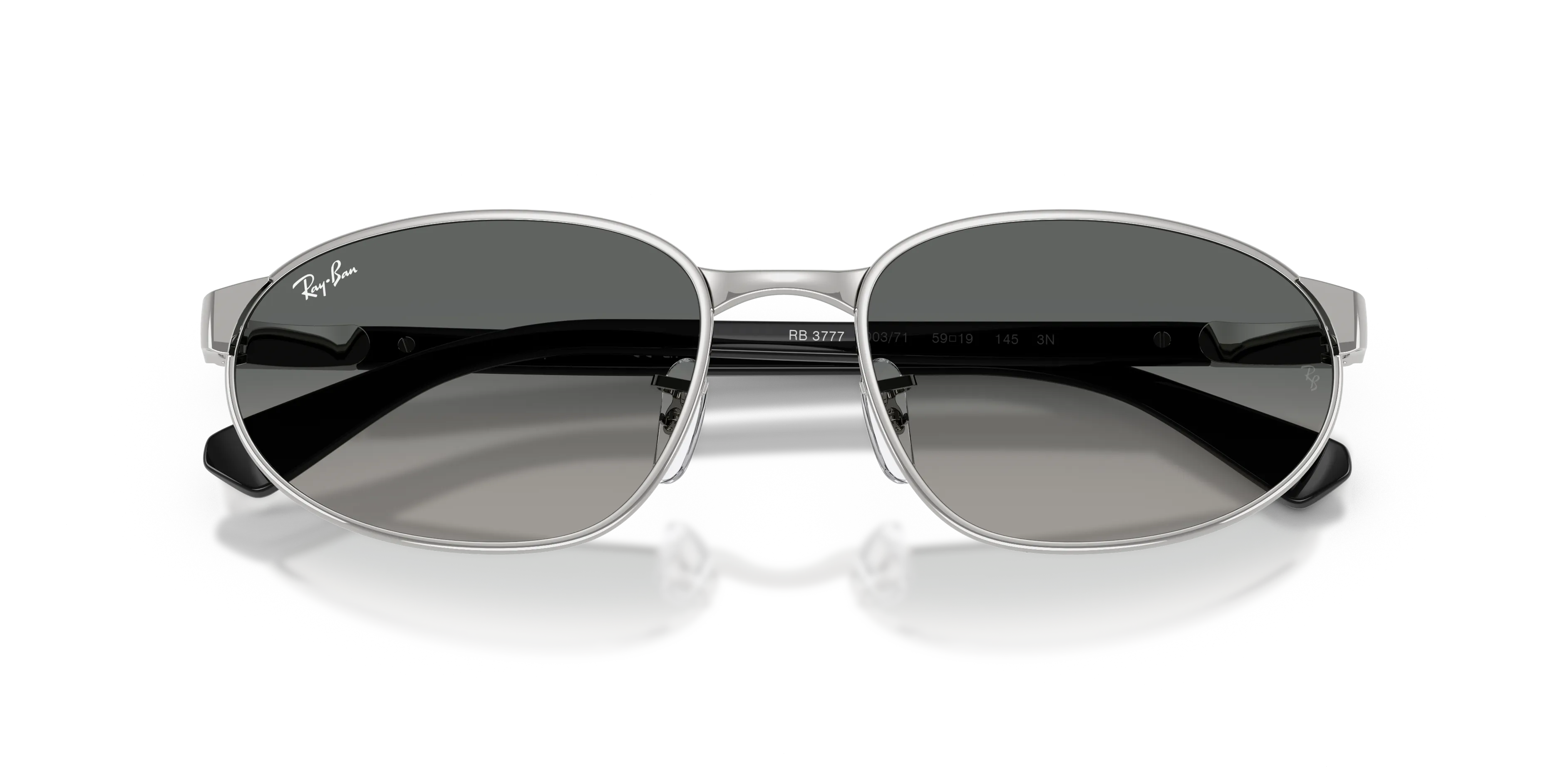Ray - Ban RB3777 003/71 Occhiali da sole Metallo Argento Grigio Geometrica Normale Sfumato - immagine 2