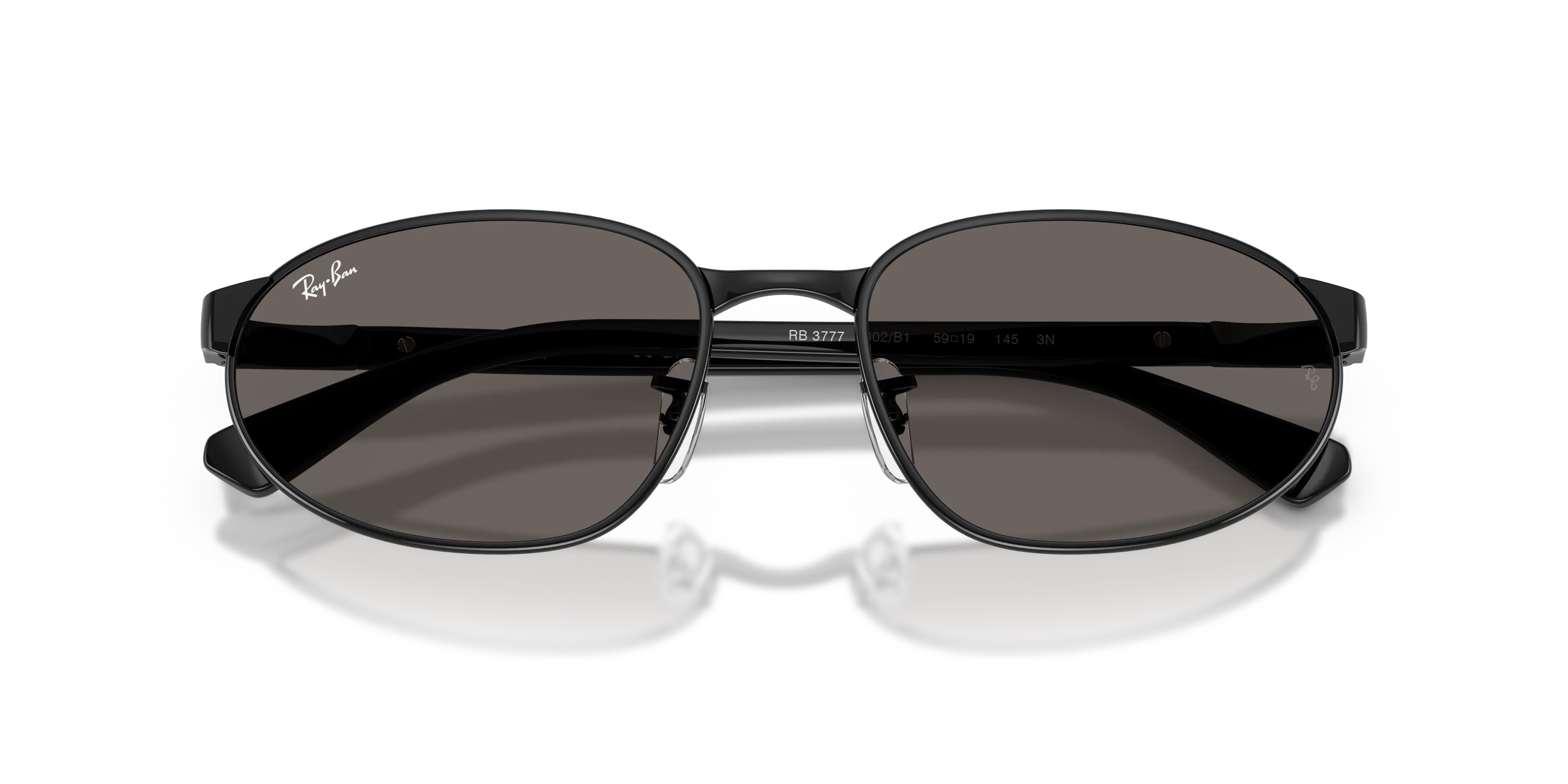 Ray - Ban RB3777 002/B1 Occhiali da sole Metallo Nero Grigio Geometrica Normale - immagine 2