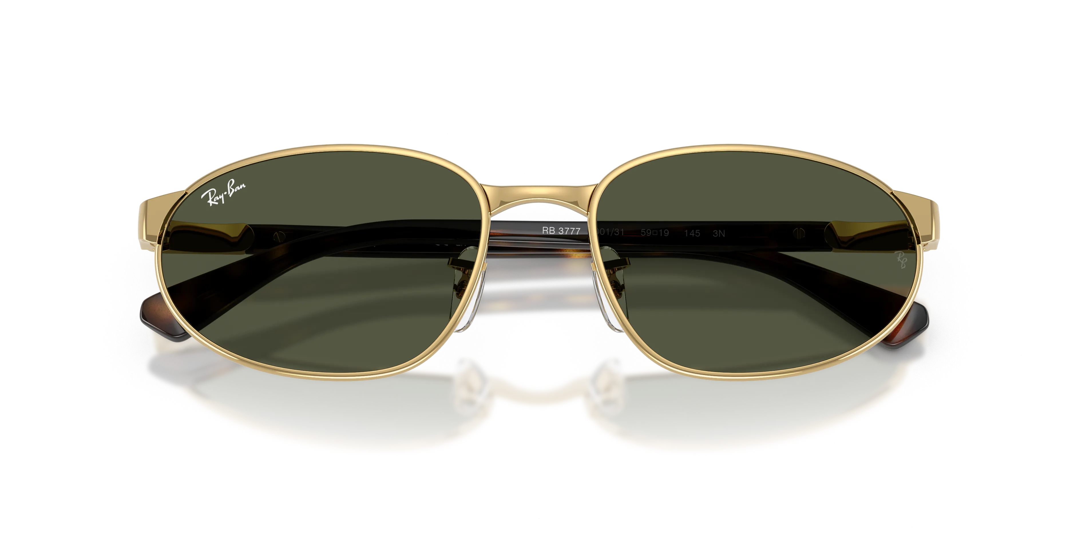 Ray - Ban RB3777 001/31 Occhiali da sole Metallo Oro Verde Geometrica Normale - immagine 2
