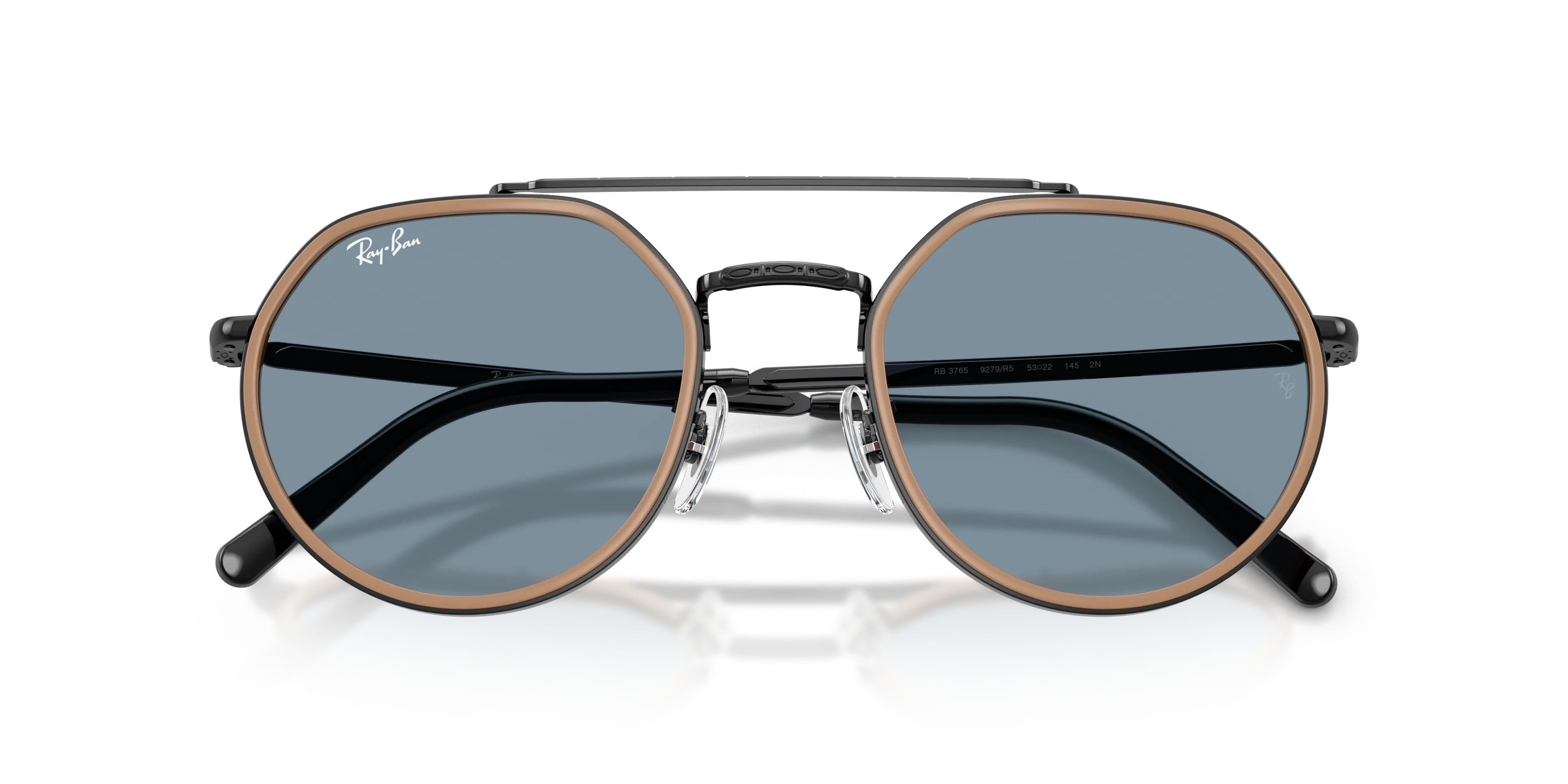 Ray - Ban RB3765 9279R5 Occhiali da sole Metallo Nero Blu Geometrica Normale - immagine 2
