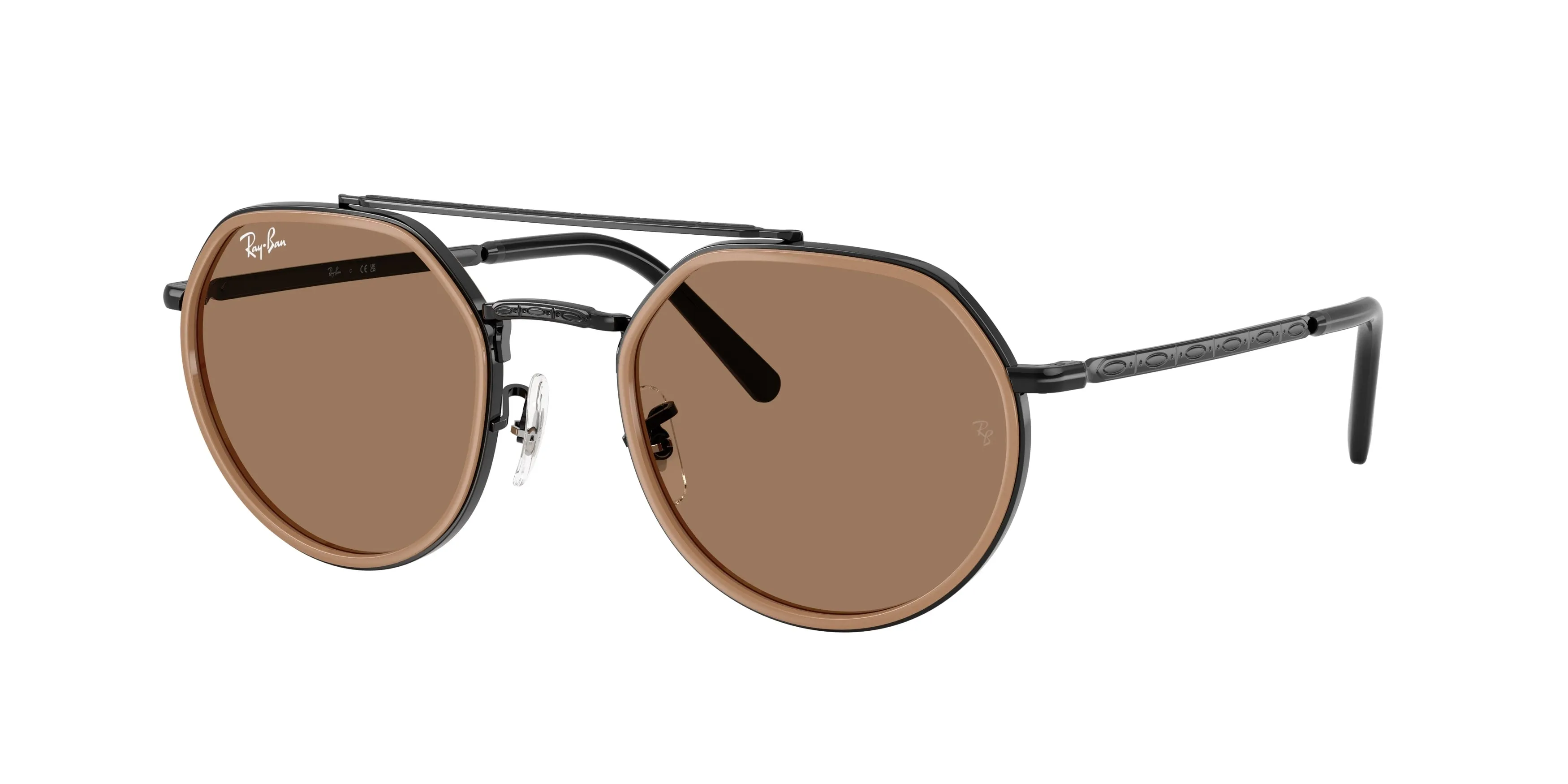 Ray - Ban RB3765 927973 Occhiali da sole Metallo Nero Marrone Geometrica Normale - immagine 1