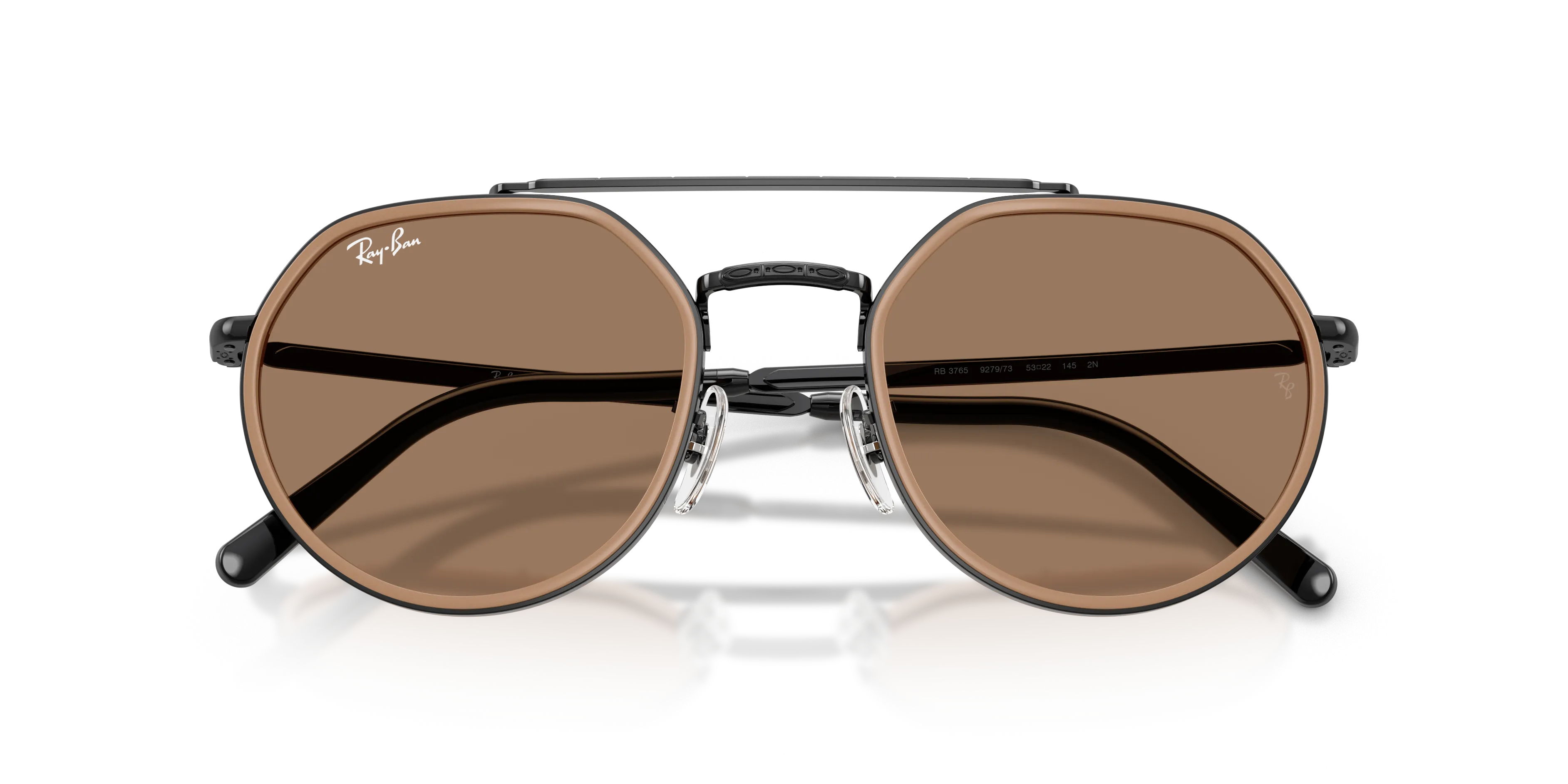 Ray - Ban RB3765 927973 Occhiali da sole Metallo Nero Marrone Geometrica Normale - immagine 2