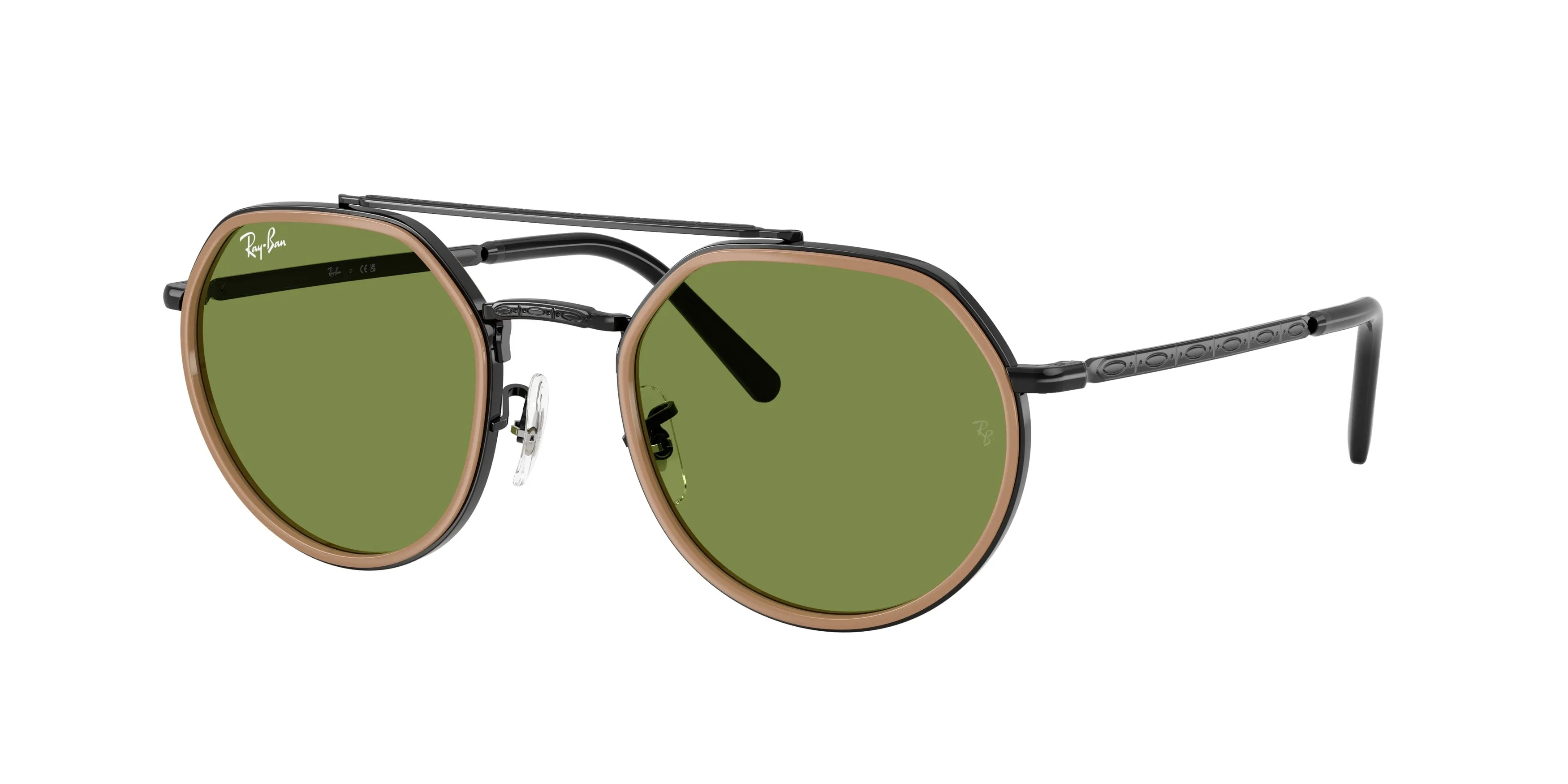 Ray - Ban RB3765 92794E Occhiali da sole Metallo Nero Verde Geometrica Normale - immagine 1