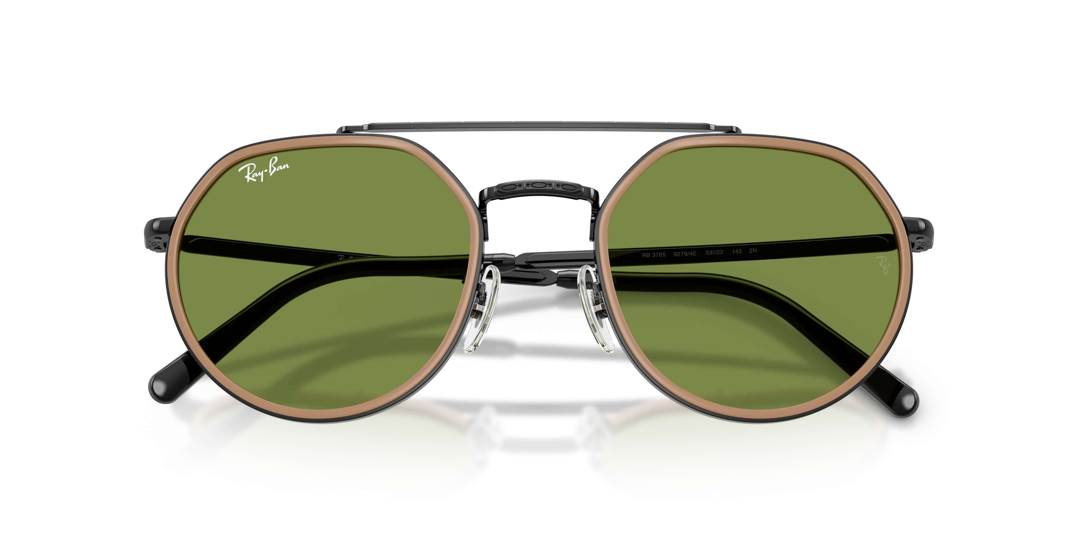 Ray - Ban RB3765 92794E Occhiali da sole Metallo Nero Verde Geometrica Normale - immagine 2