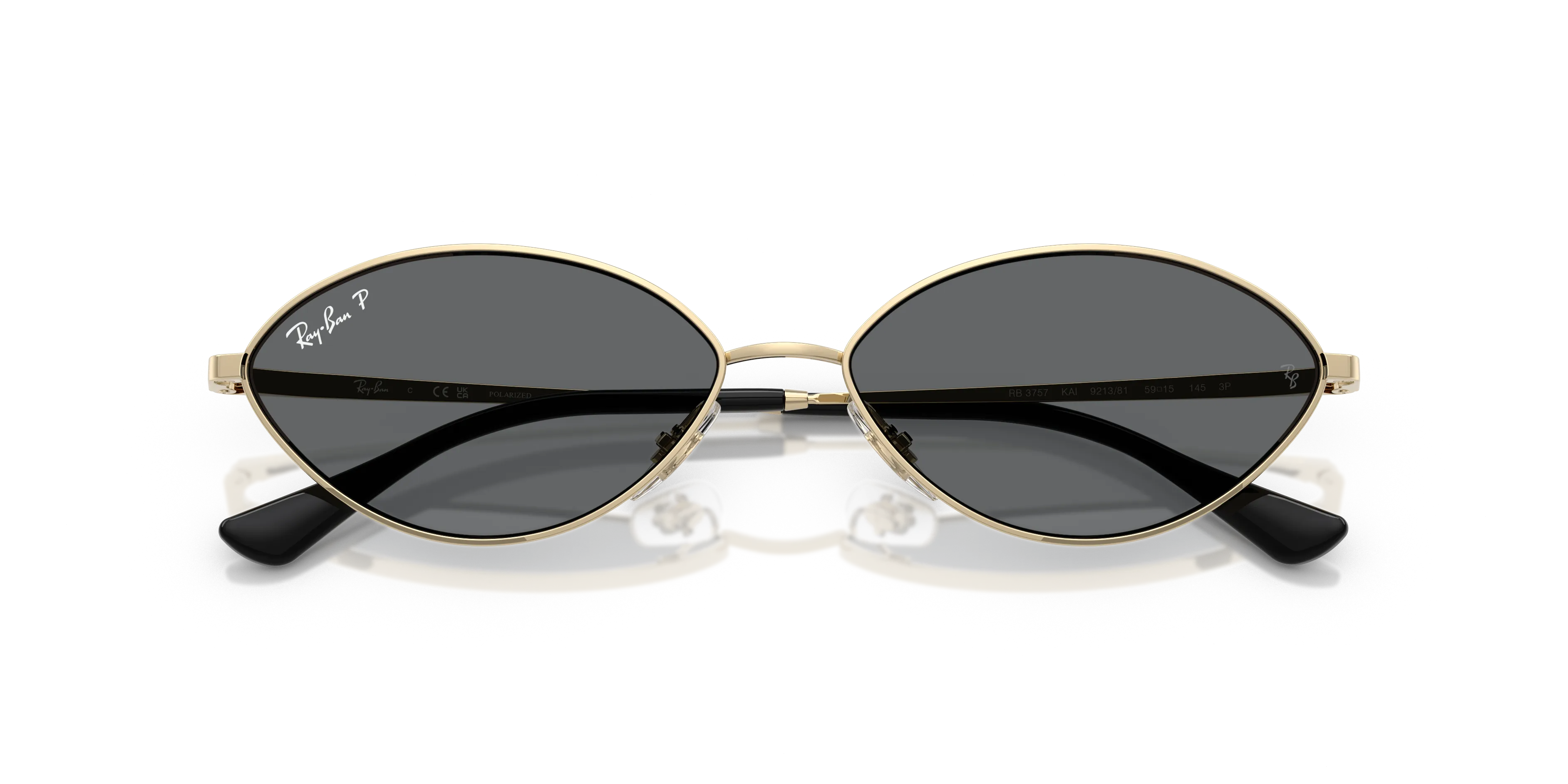 Ray - Ban RB3757 KAI 921381 Occhiali da sole Metallo Oro Grigio Rotonda Polarizzata - immagine 2
