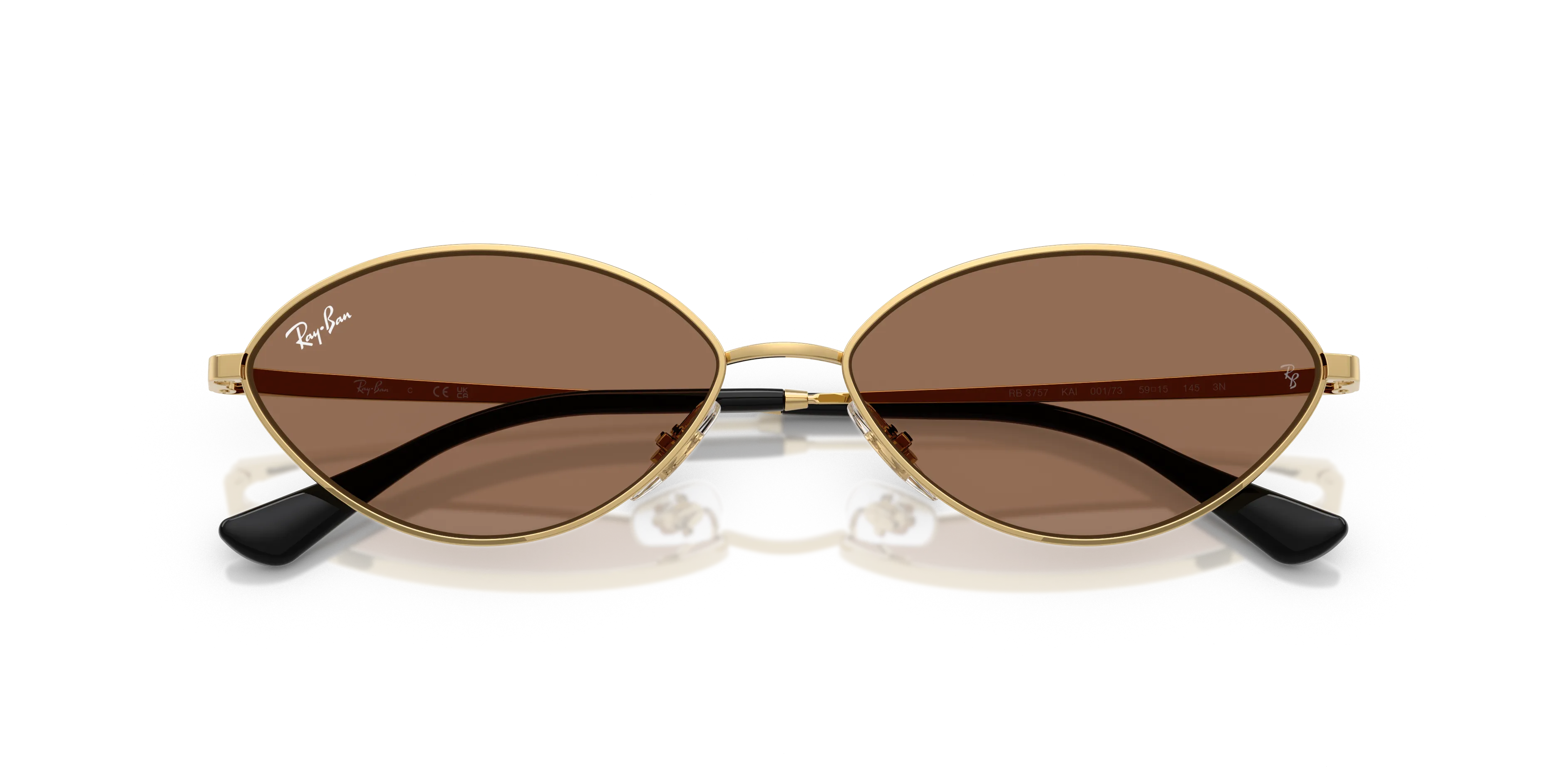 Ray - Ban RB3757 KAI 001/73 Occhiali da sole Metallo Oro Marrone Rotonda Normale - immagine 2