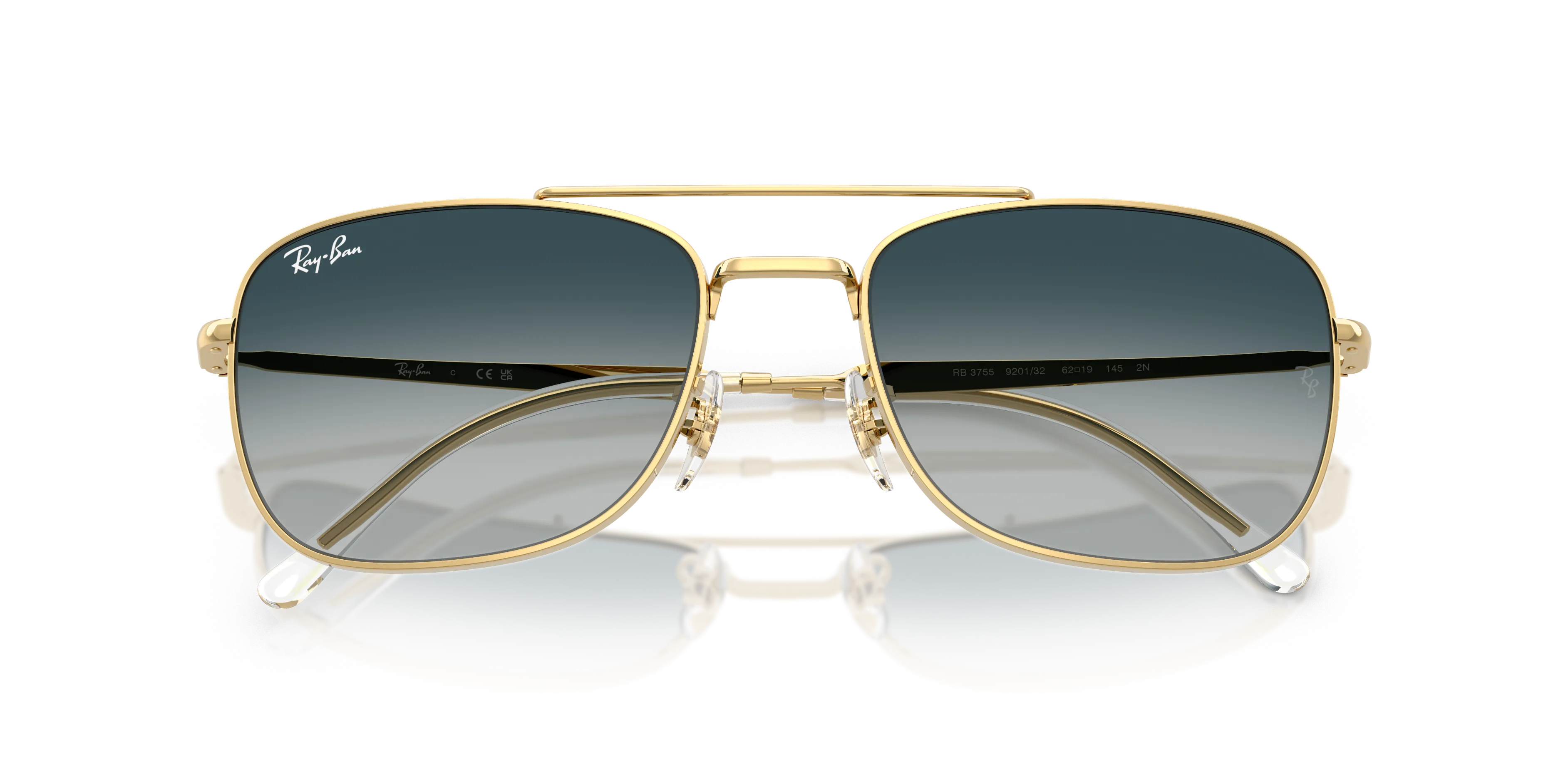 Ray - Ban RB3755 920132 Occhiali da sole Metallo Oro Grigio Squadrata Normale Sfumato - immagine 2