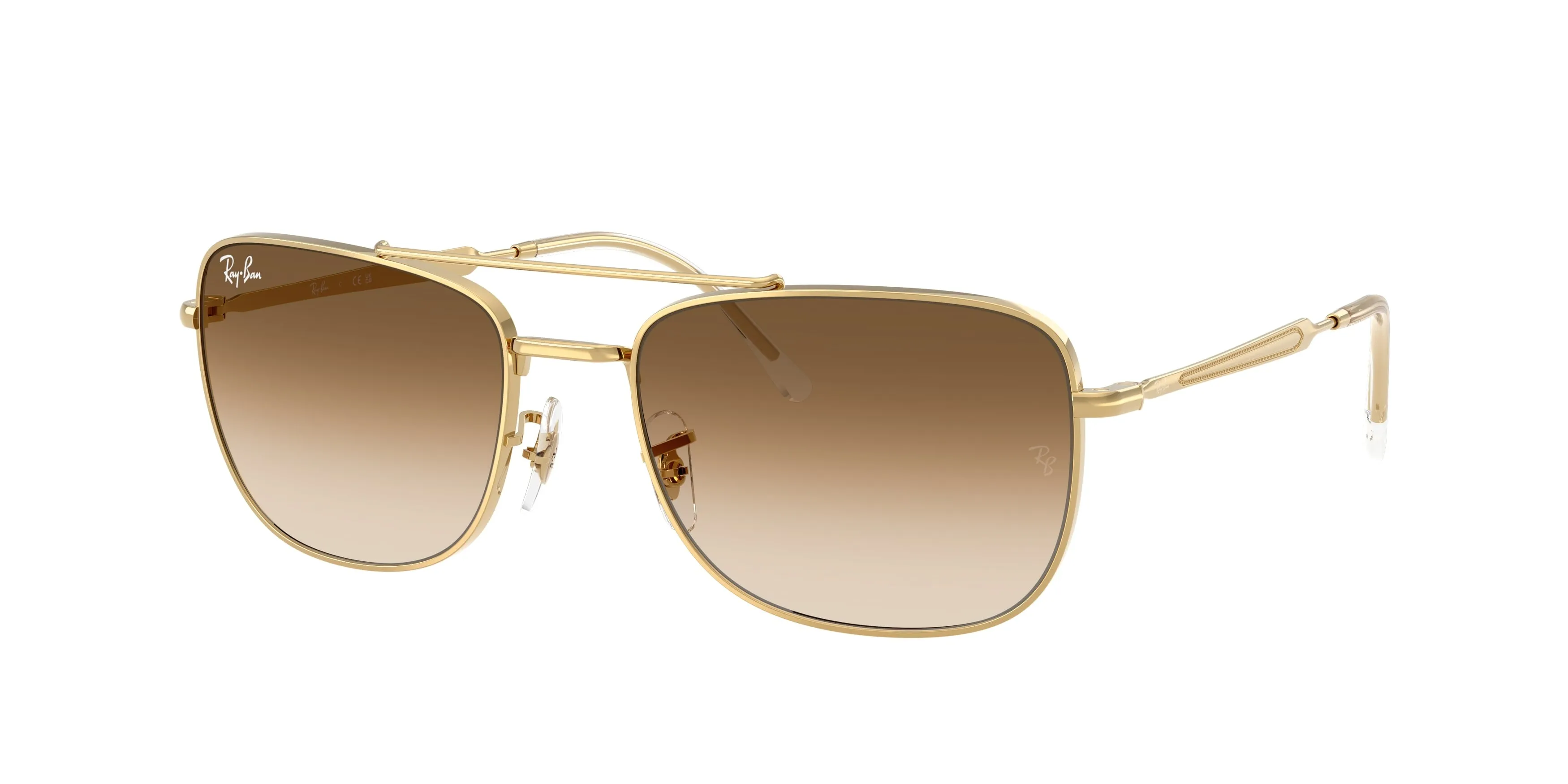 Ray - Ban RB3755 001/51 Occhiali da sole Metallo Oro Marrone Squadrata Normale Sfumato - immagine 1