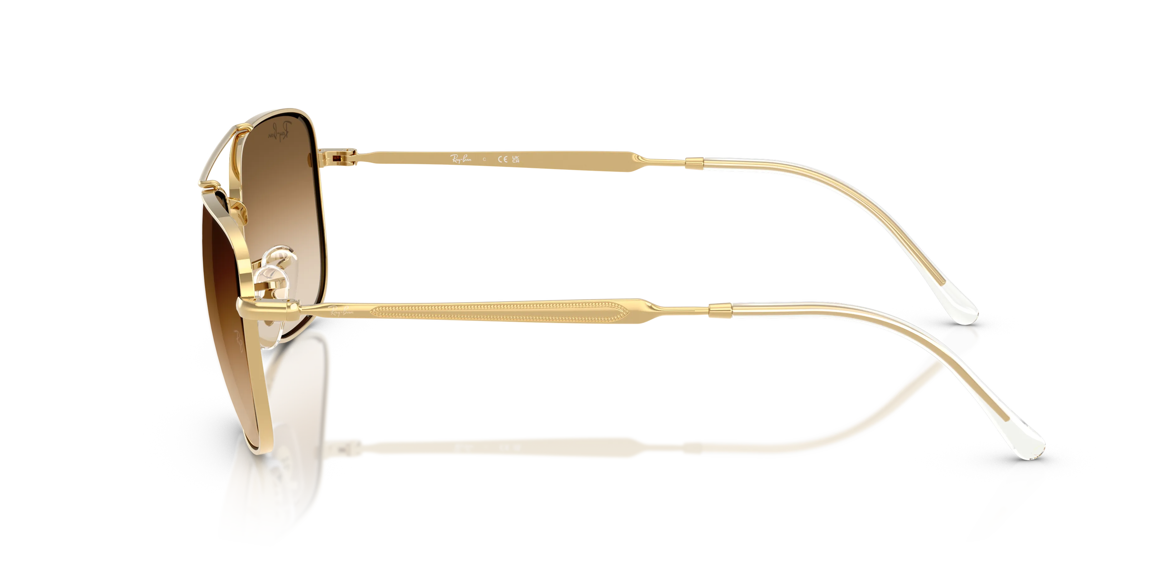 Ray - Ban RB3755 001/51 Occhiali da sole Metallo Oro Marrone Squadrata Normale Sfumato - immagine 4